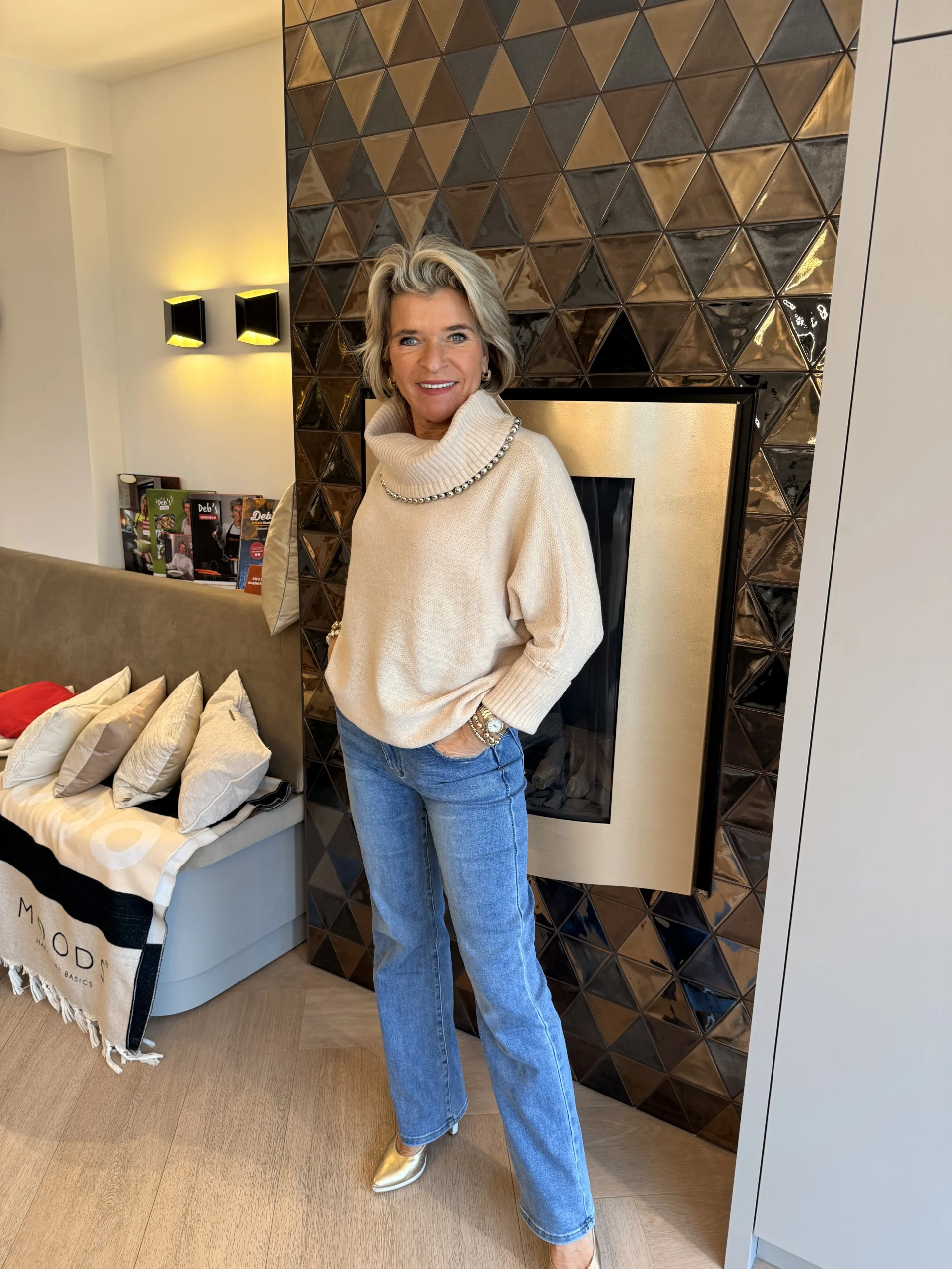 Trui Zilver Parel | Beige