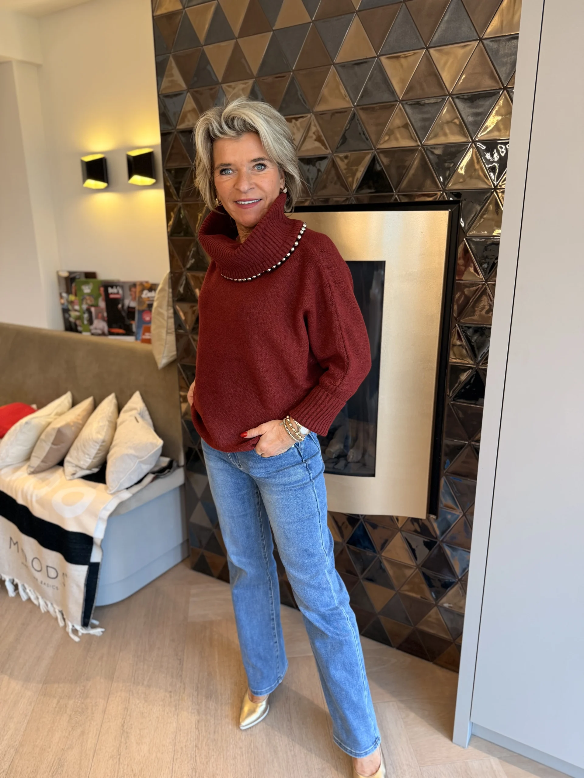 Trui Zilver Parel | Bordeaux