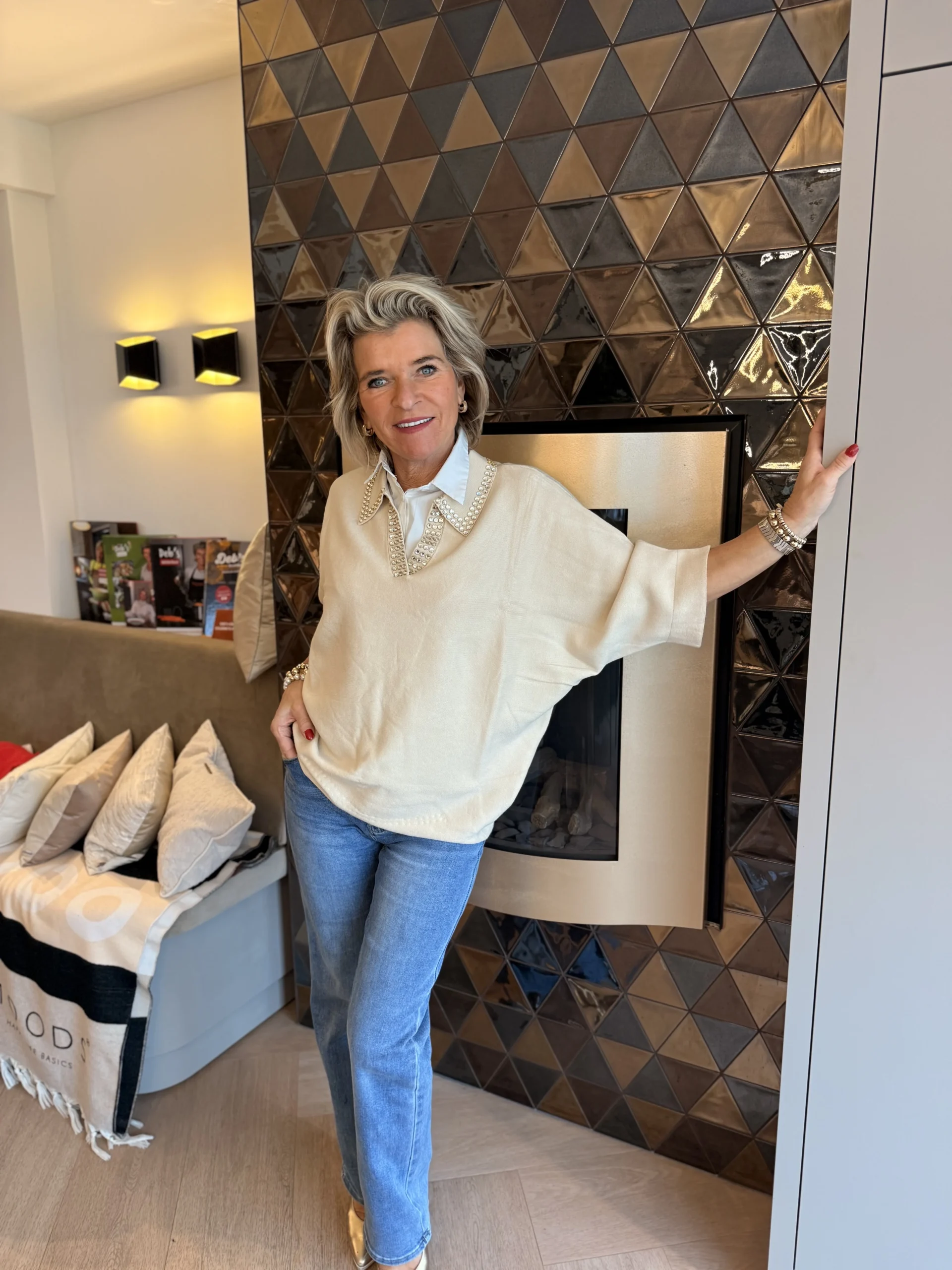 Trui Glitter Studs | Beige