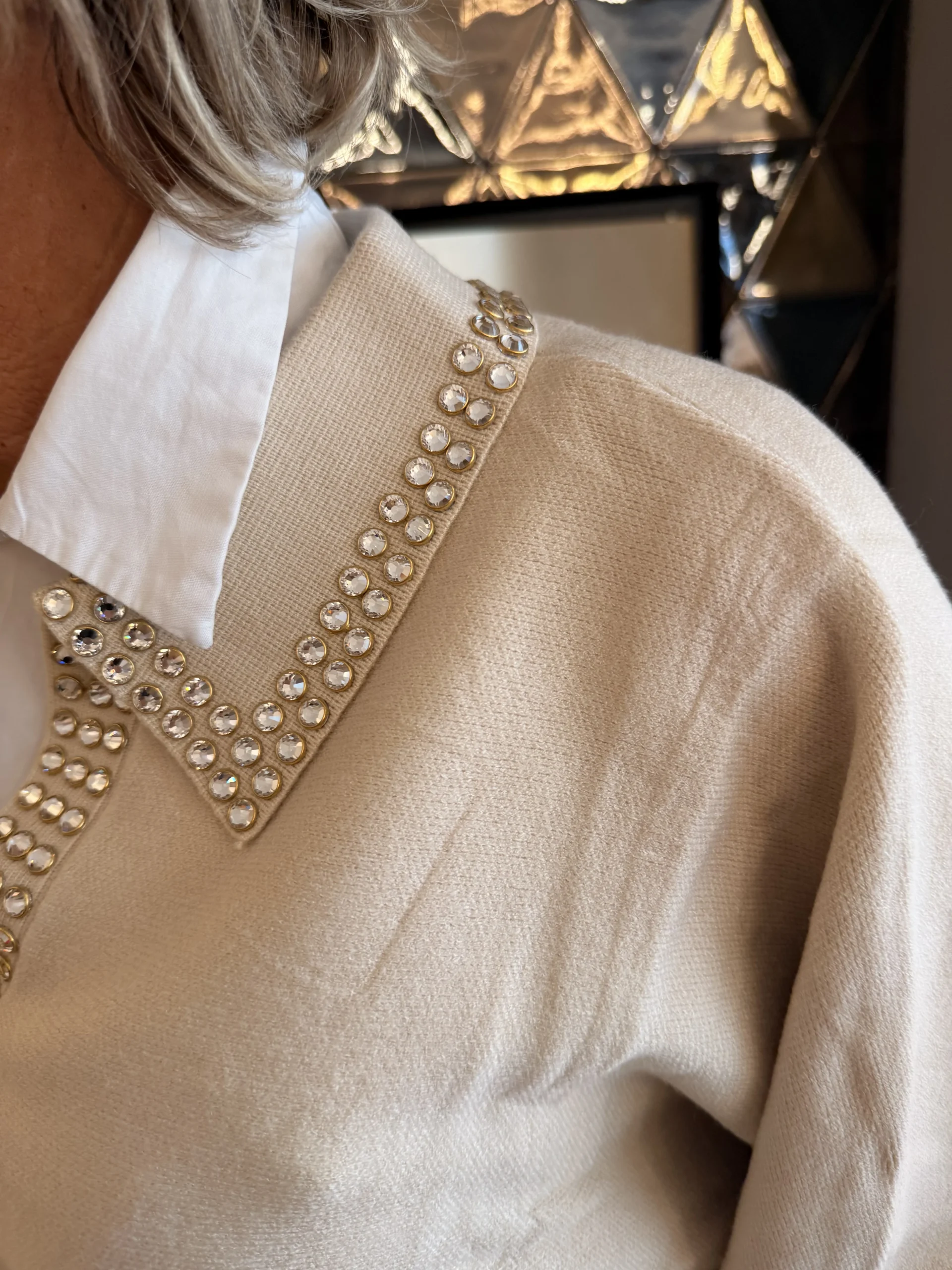 Trui Glitter Studs | Beige - Afbeelding 2