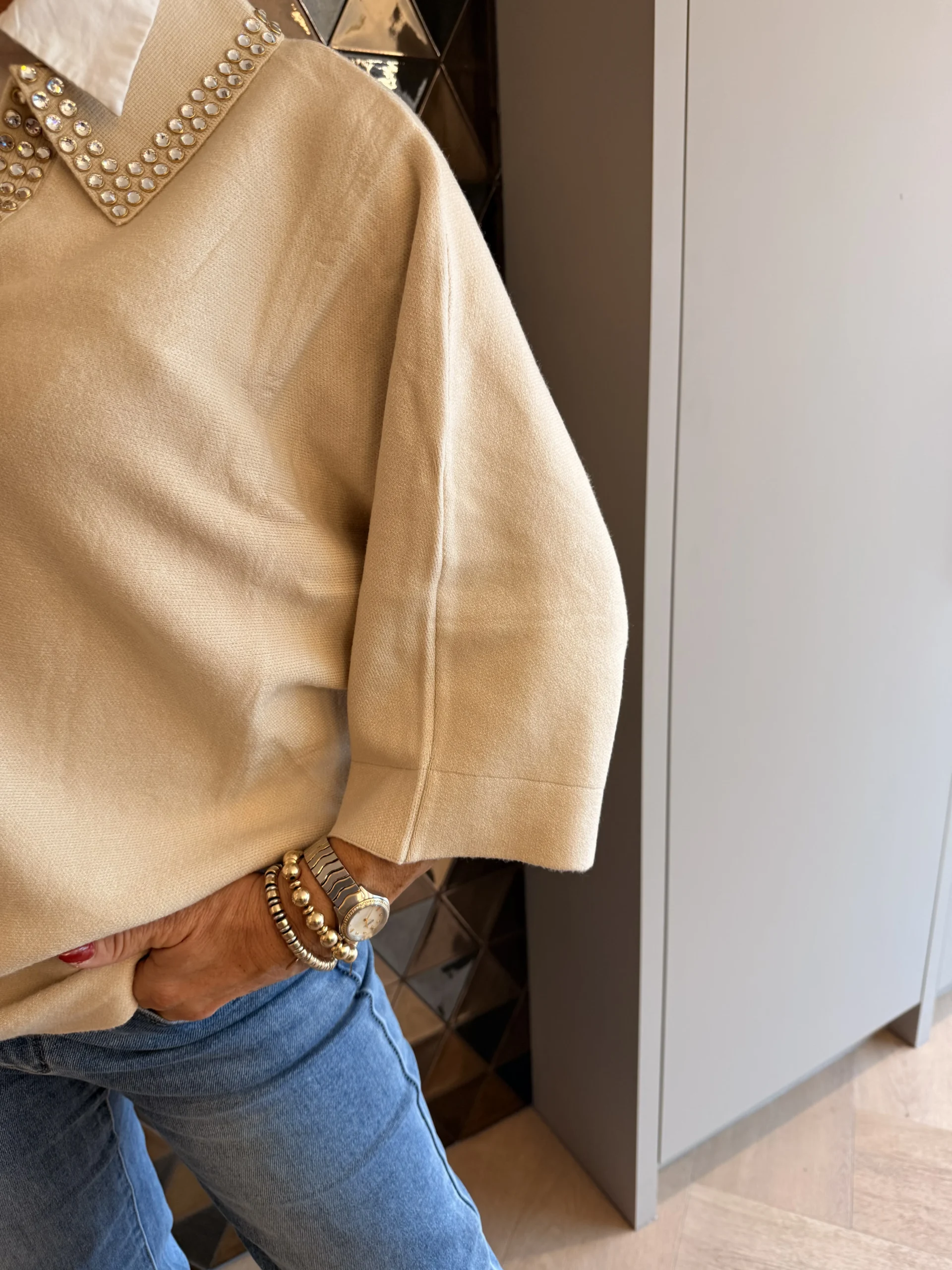 Trui Glitter Studs | Beige - Afbeelding 3