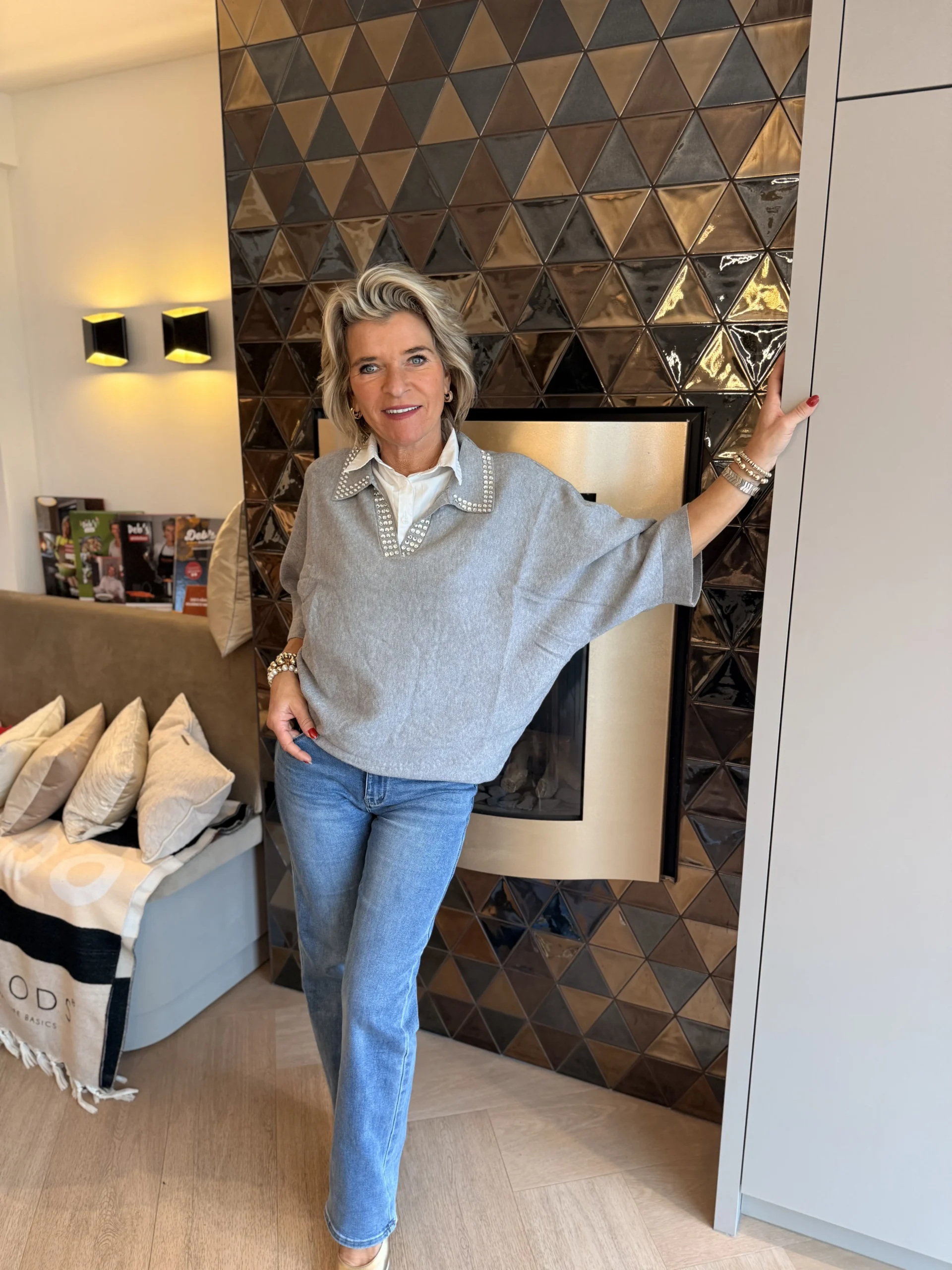 Trui Glitter Studs | Grijs