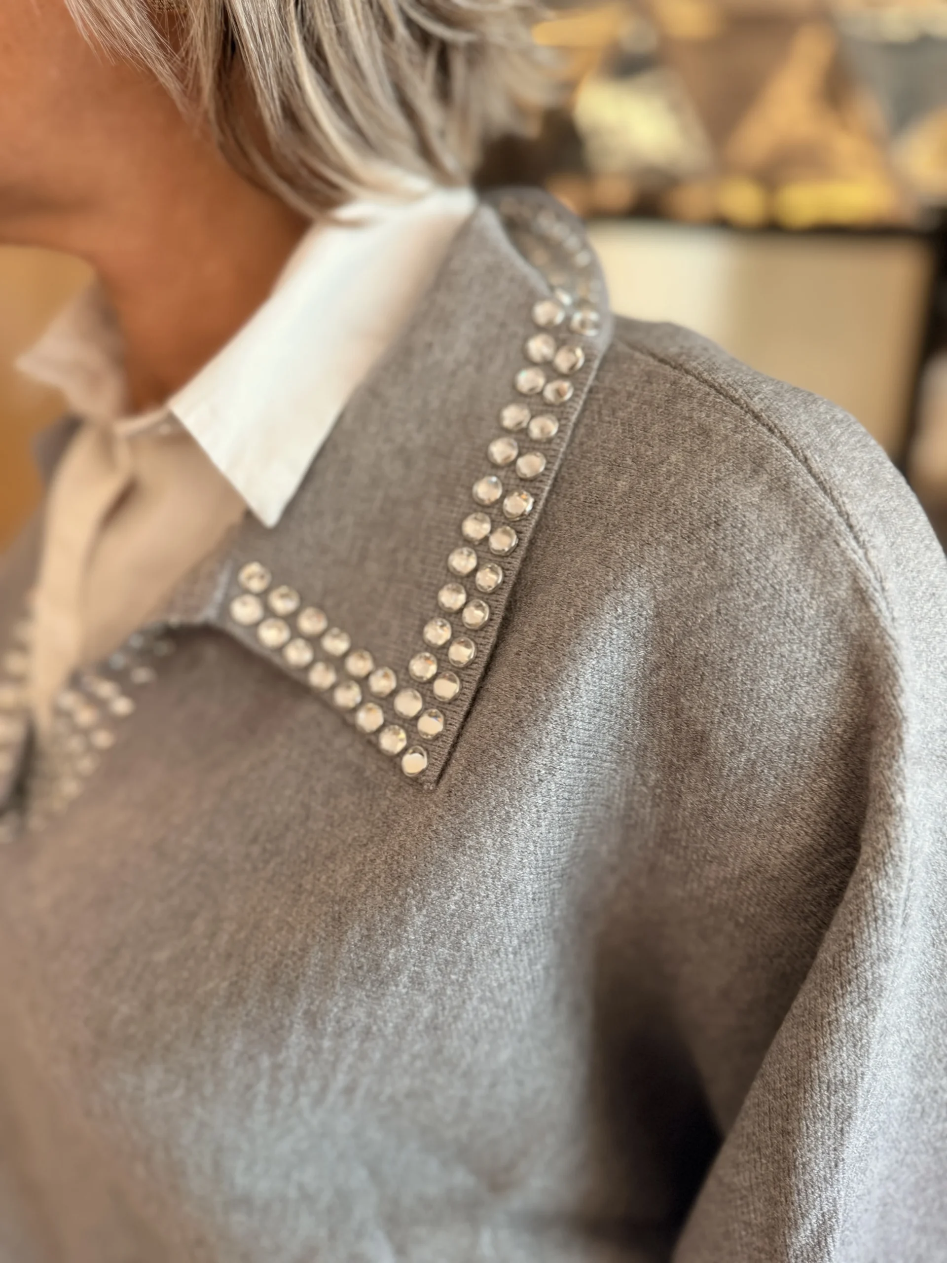 Trui Glitter Studs | Grijs - Afbeelding 2