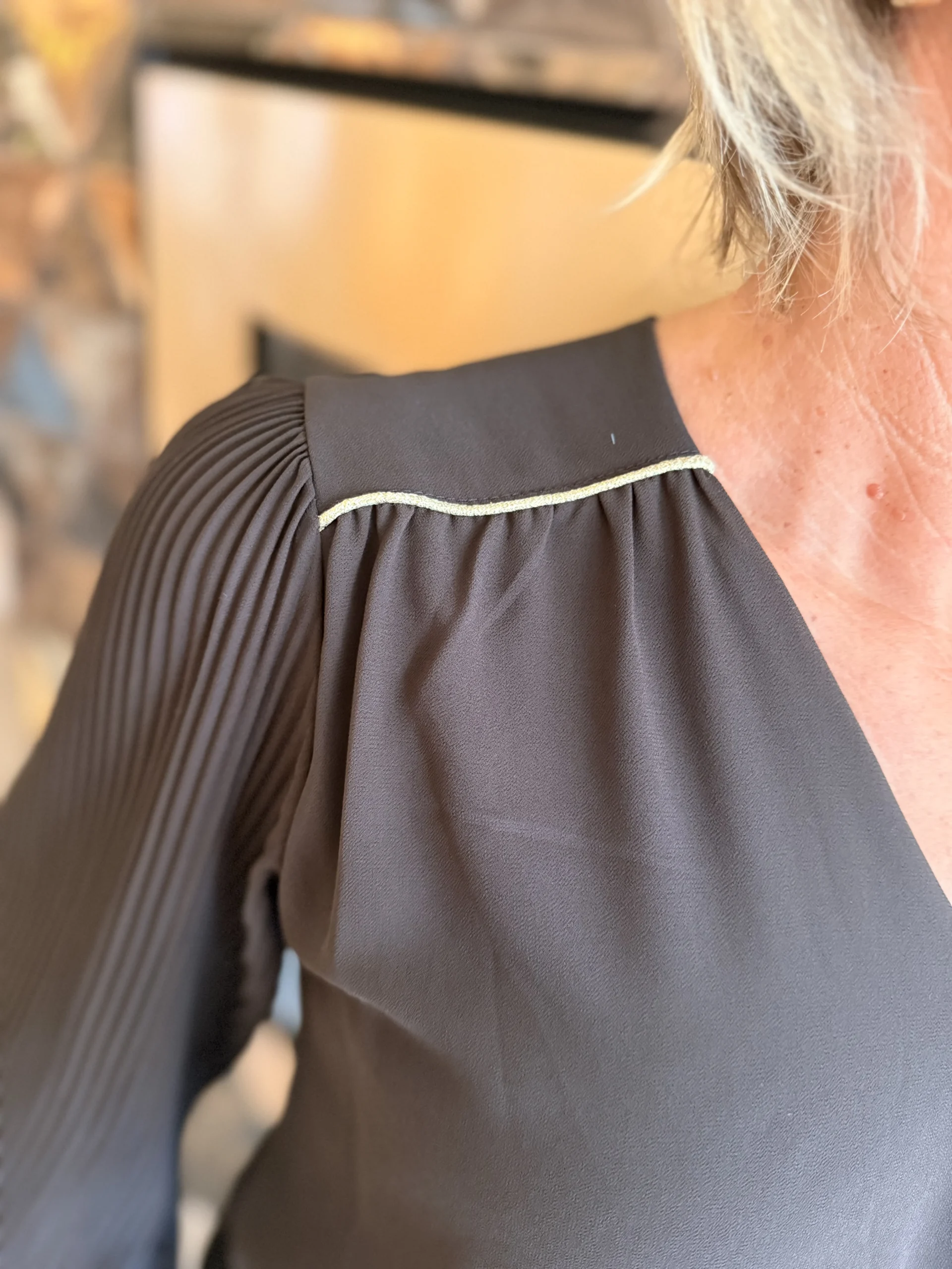 Blouse Voile Camille | Bruin - Afbeelding 3