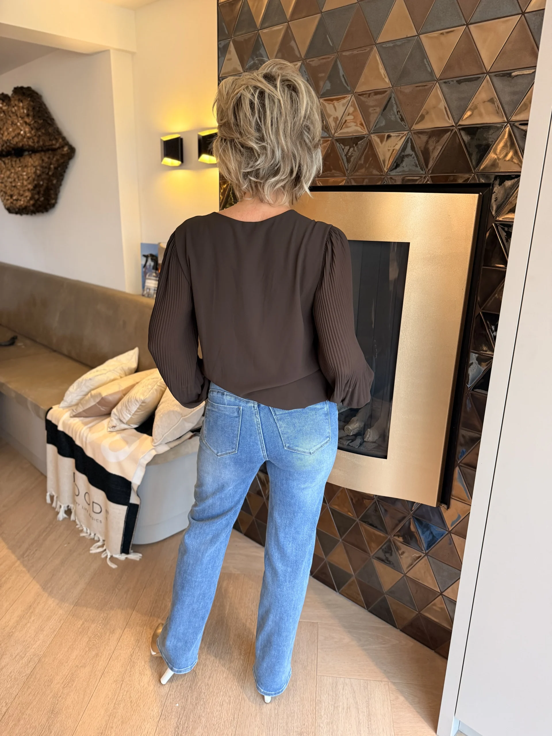 Blouse Voile Camille | Bruin - Afbeelding 2