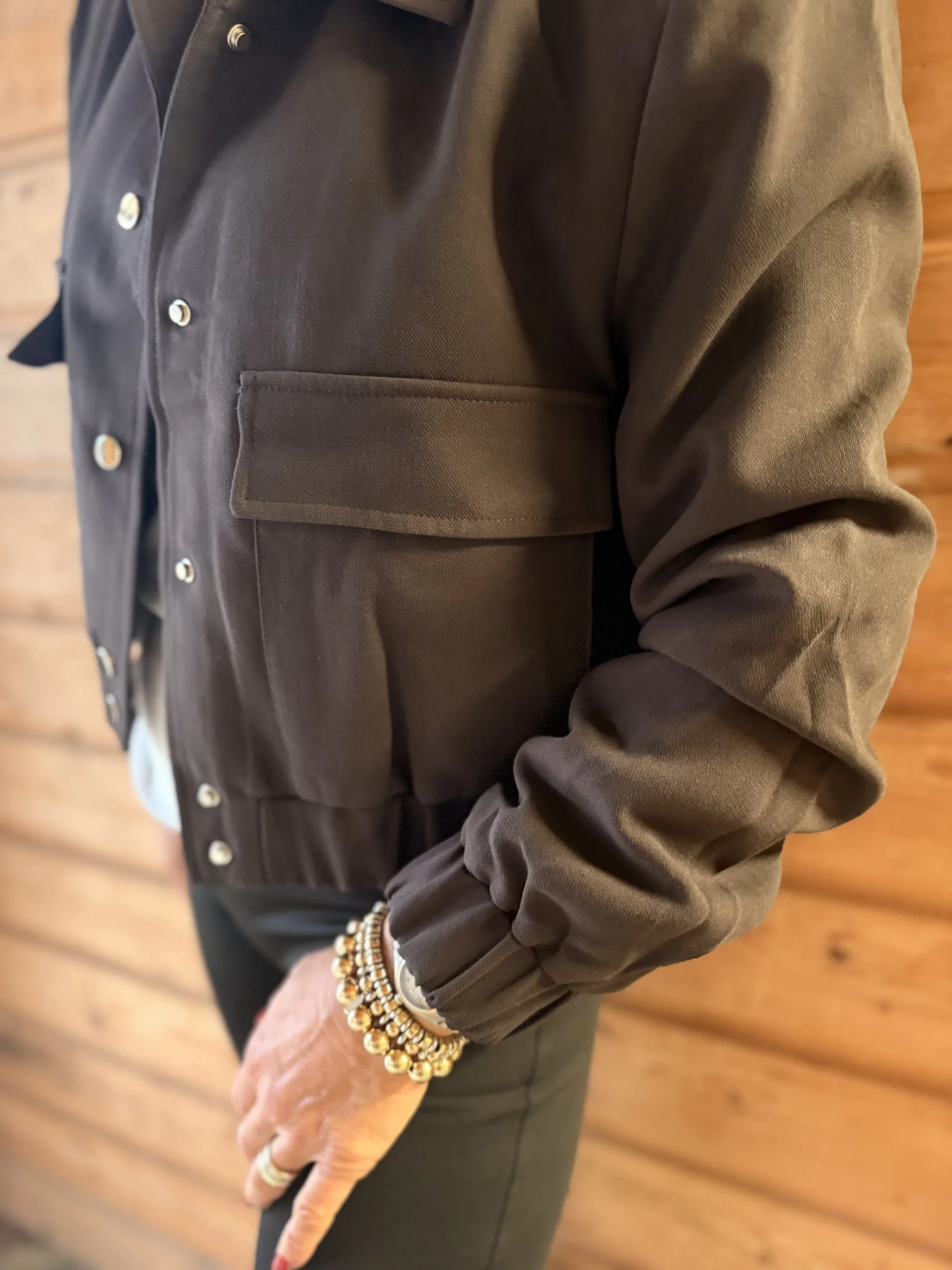 Bomber Jacket Knoop | Bruin - Afbeelding 2