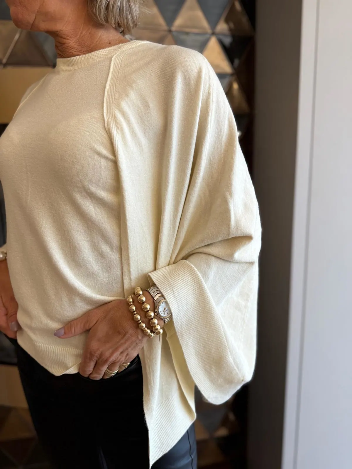 Trui Vleermuis | Ecru - Afbeelding 2