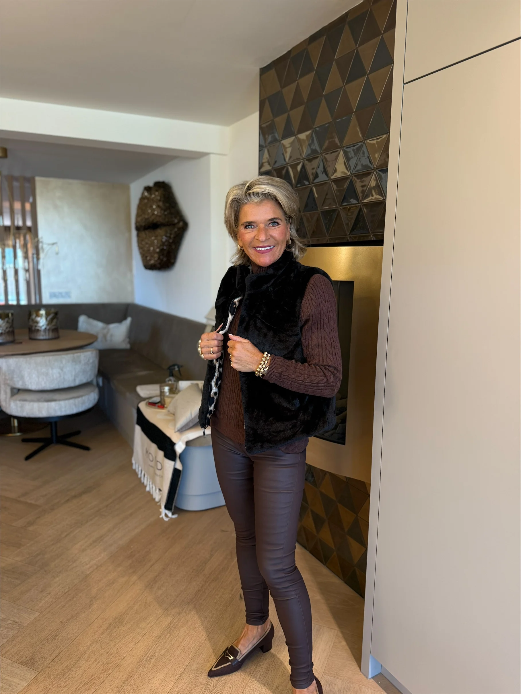 Bodywarmer Teddy | Leopard | Zwart - Afbeelding 2