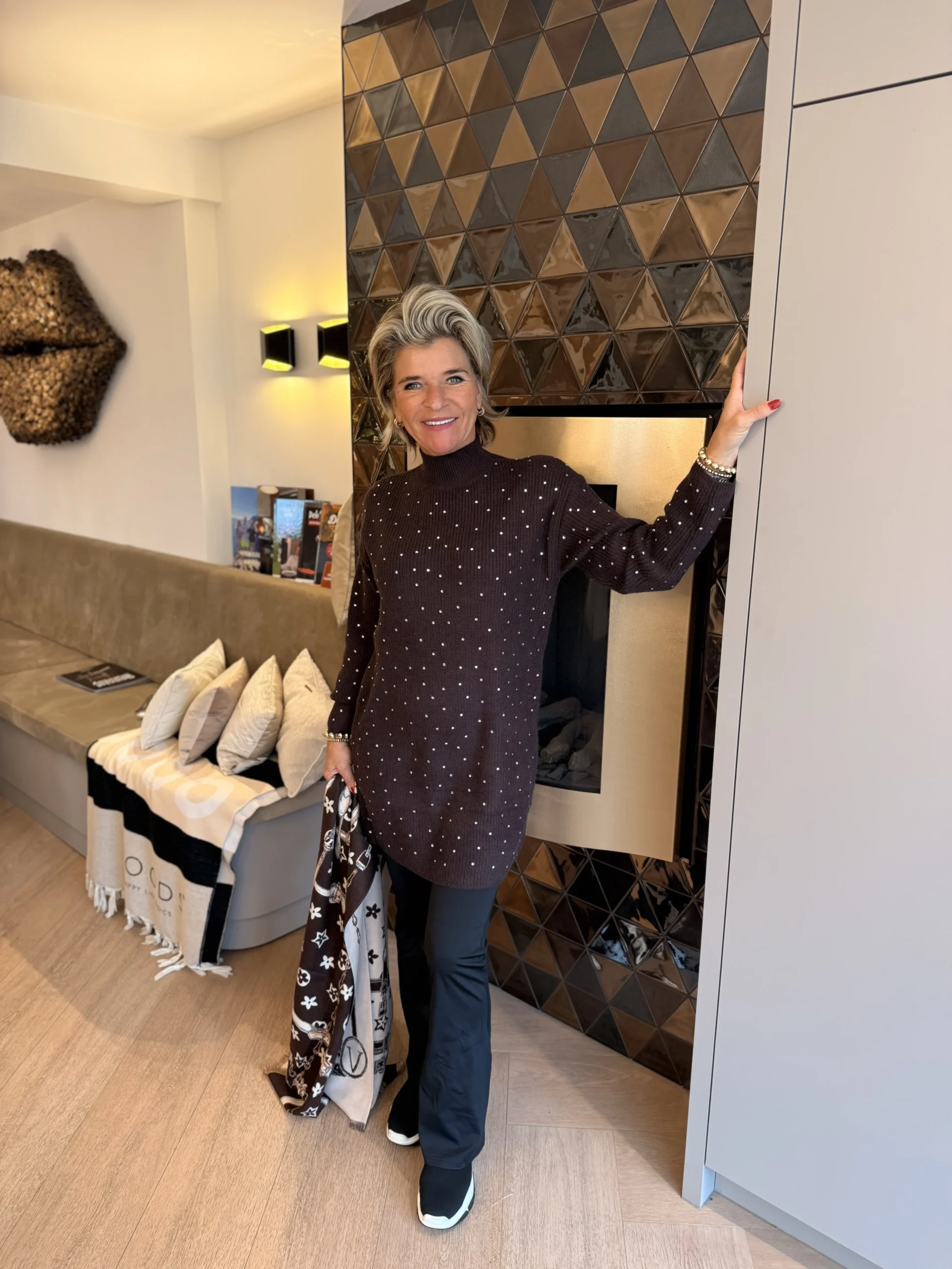 Trui-Jurk Glitter Rita | Coffee