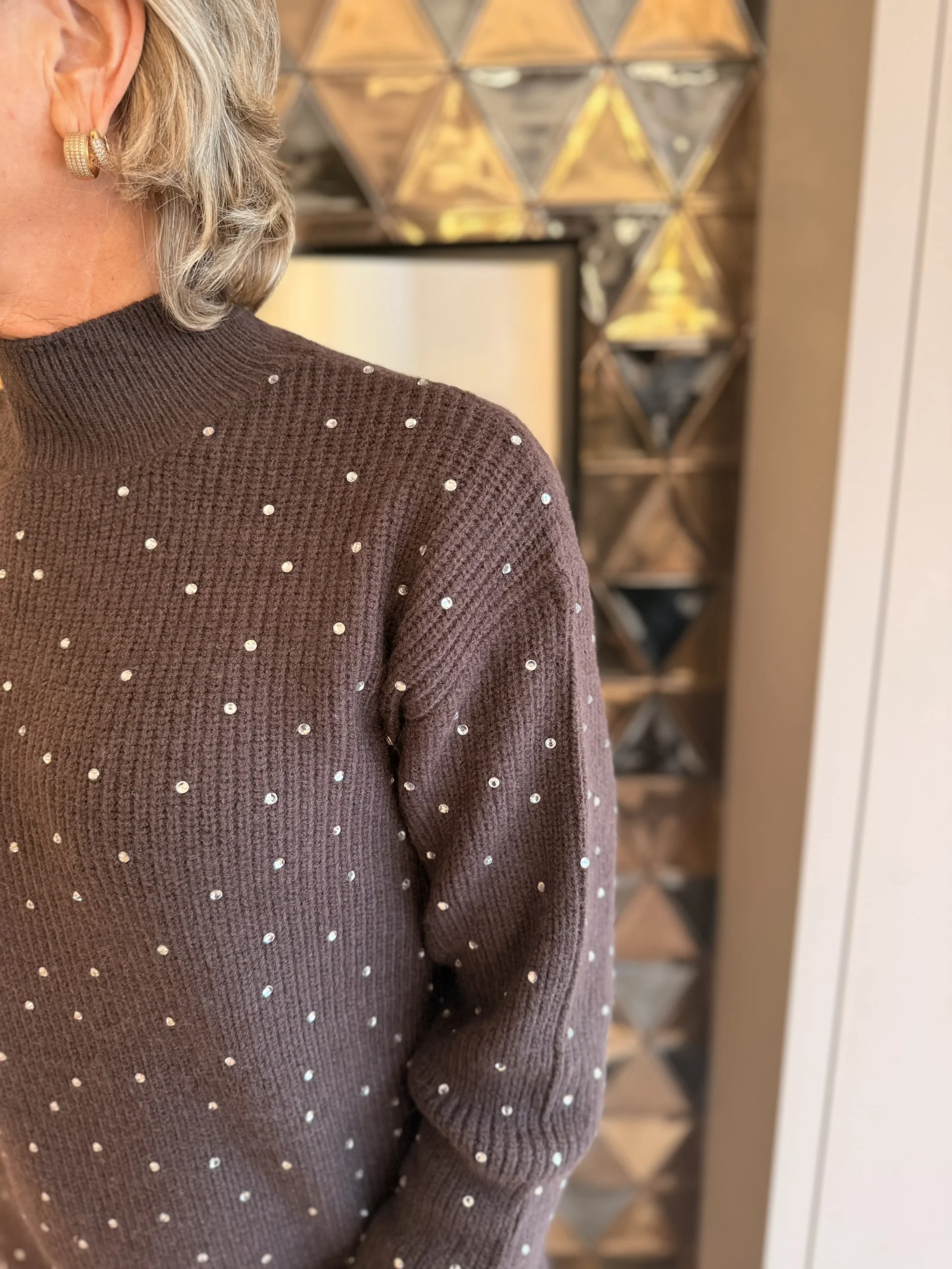 Trui-Jurk Glitter Rita | Coffee - Afbeelding 2