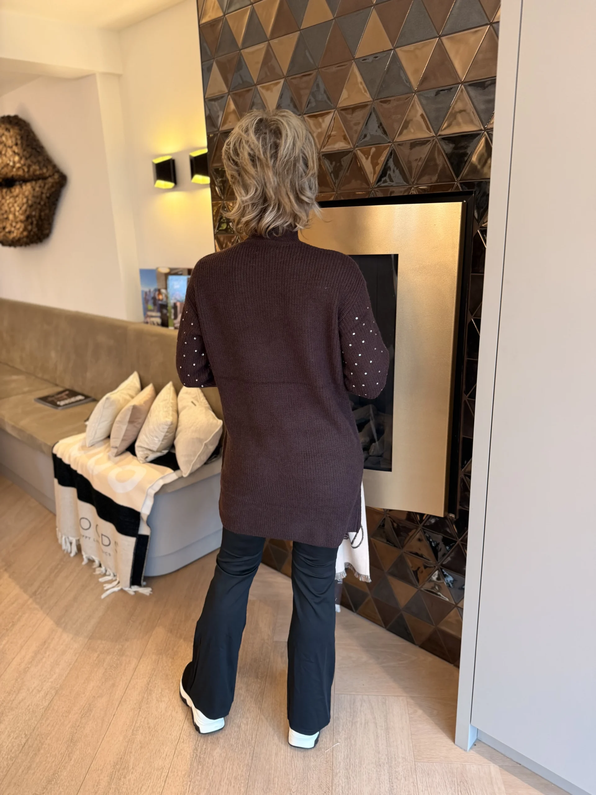 Trui-Jurk Glitter Rita | Coffee - Afbeelding 3