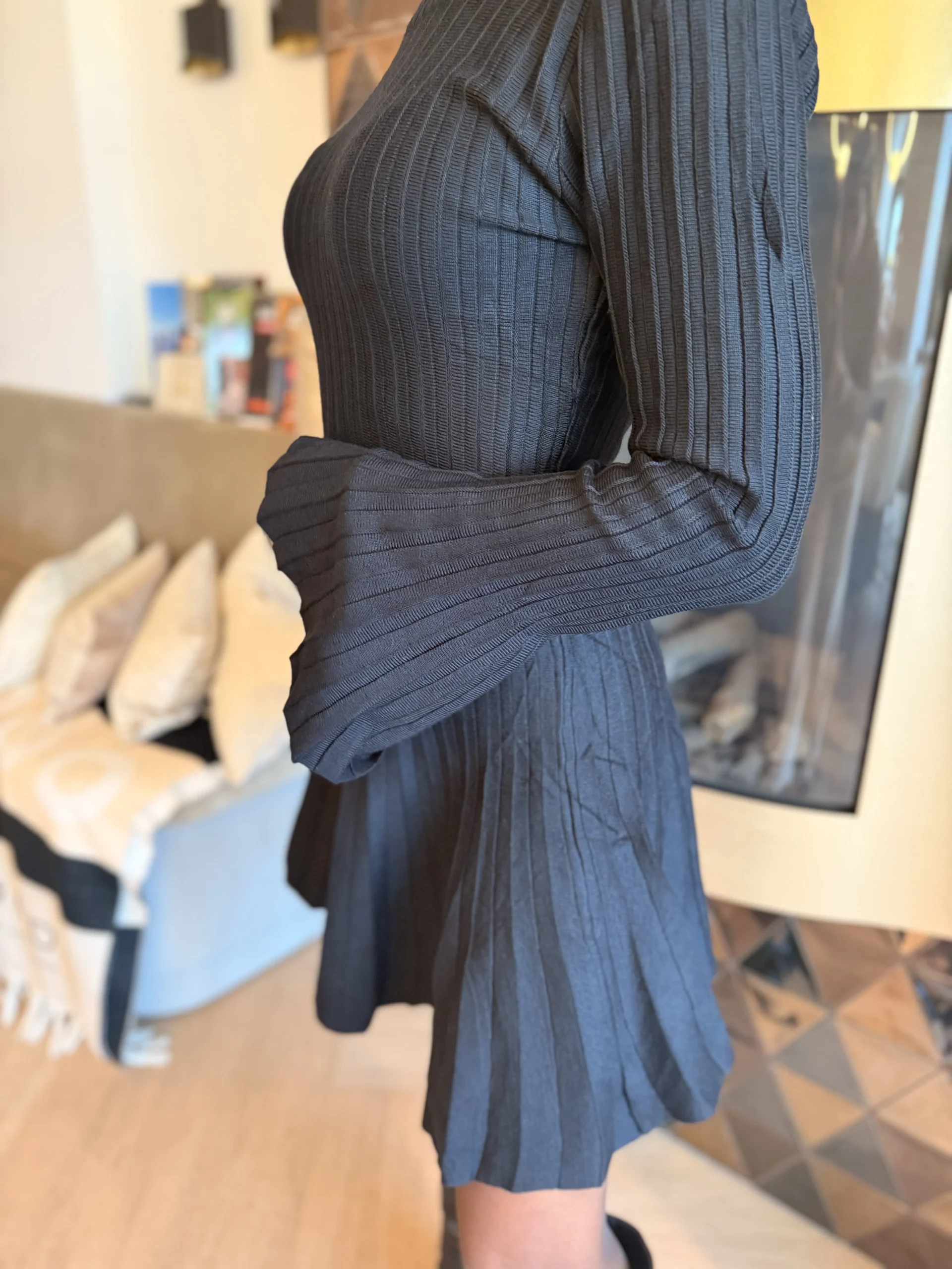 Knitwear Jurk Marian | Zwart - Afbeelding 3