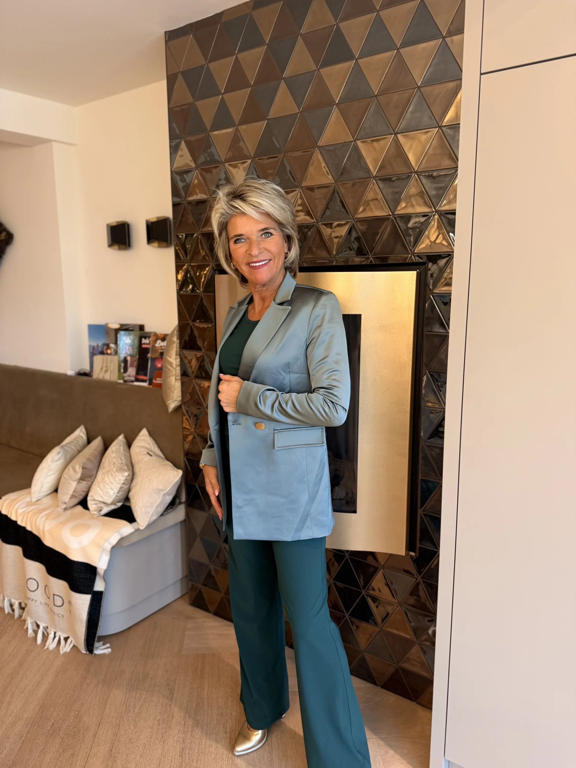 Blazer Lang Satijn | Teal