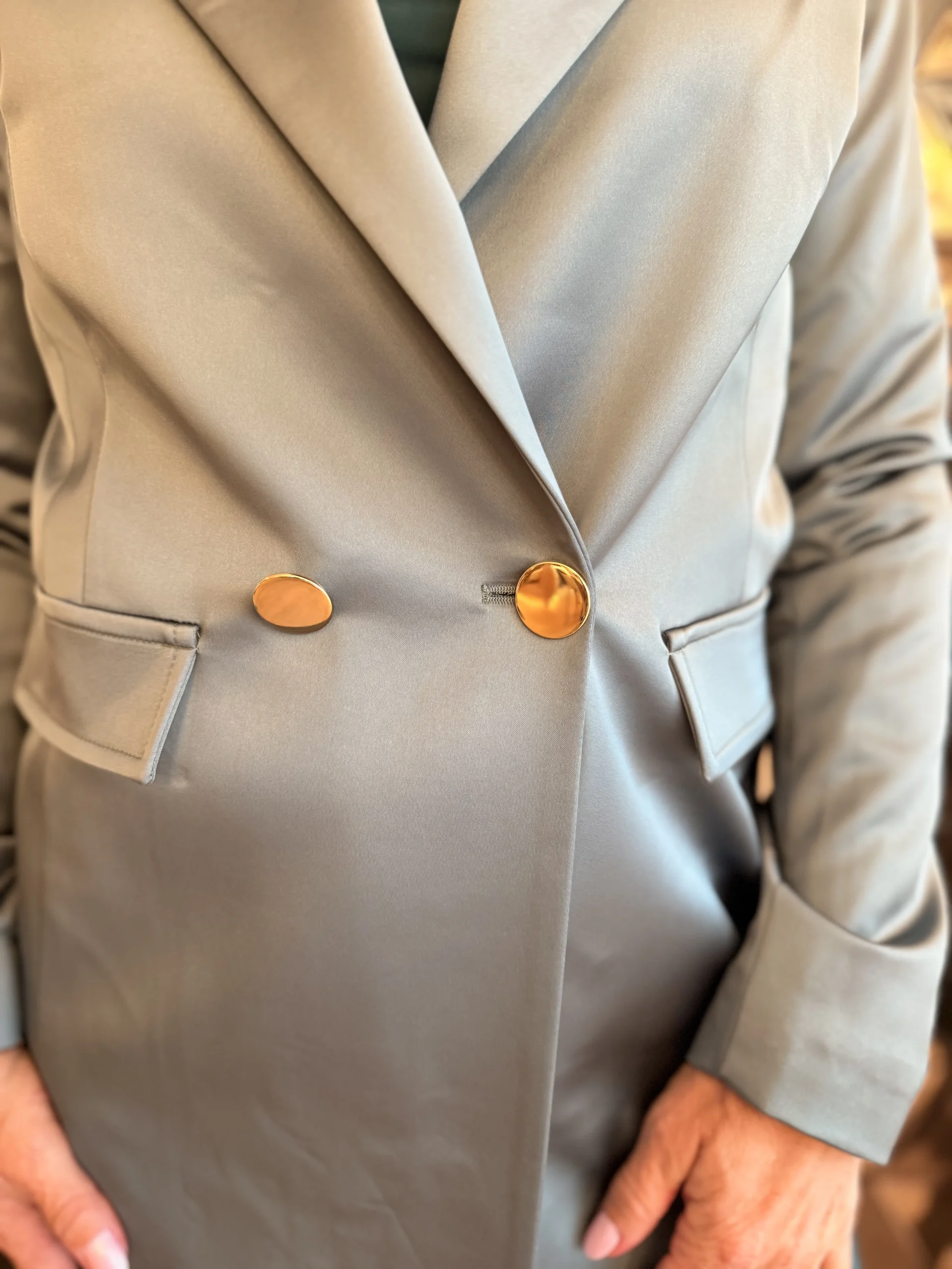 Blazer Lang Satijn | Teal - Afbeelding 5