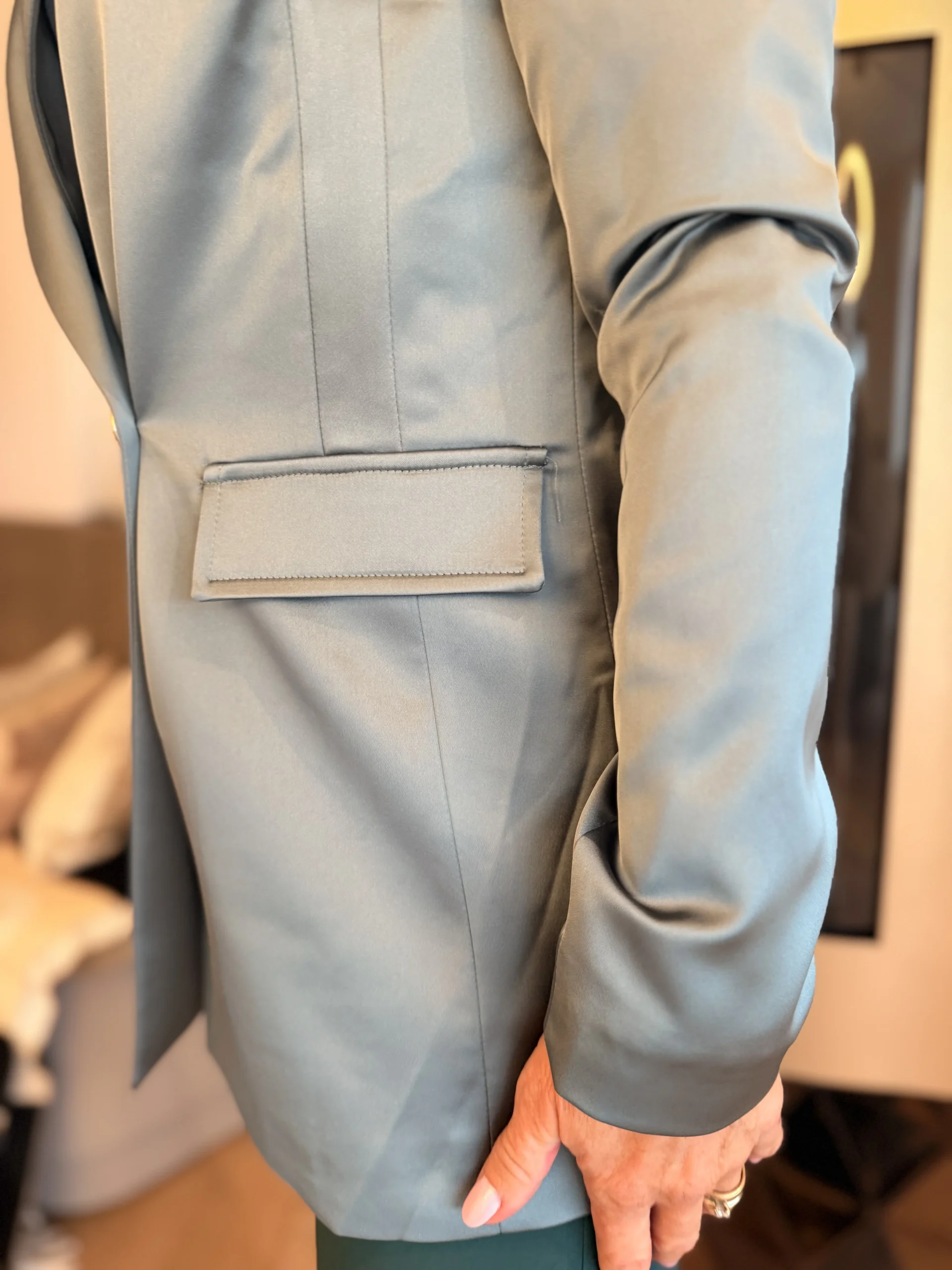 Blazer Lang Satijn | Teal - Afbeelding 4