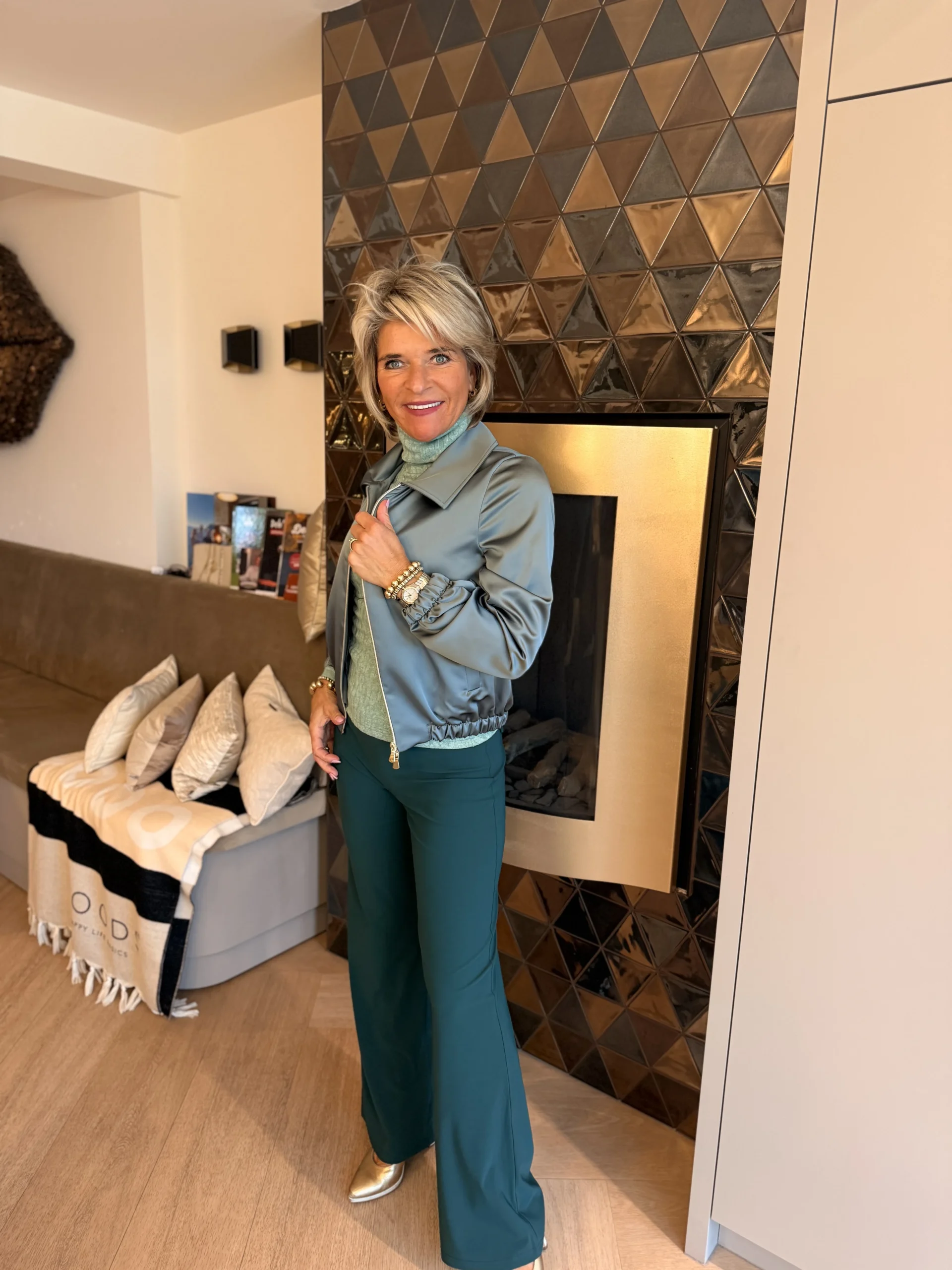 Bomber Satijn | Teal - Afbeelding 2