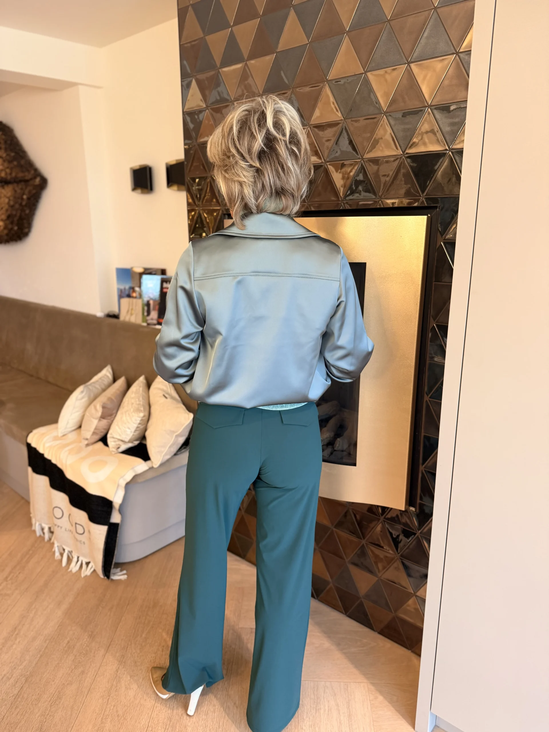 Bomber Satijn | Teal - Afbeelding 3