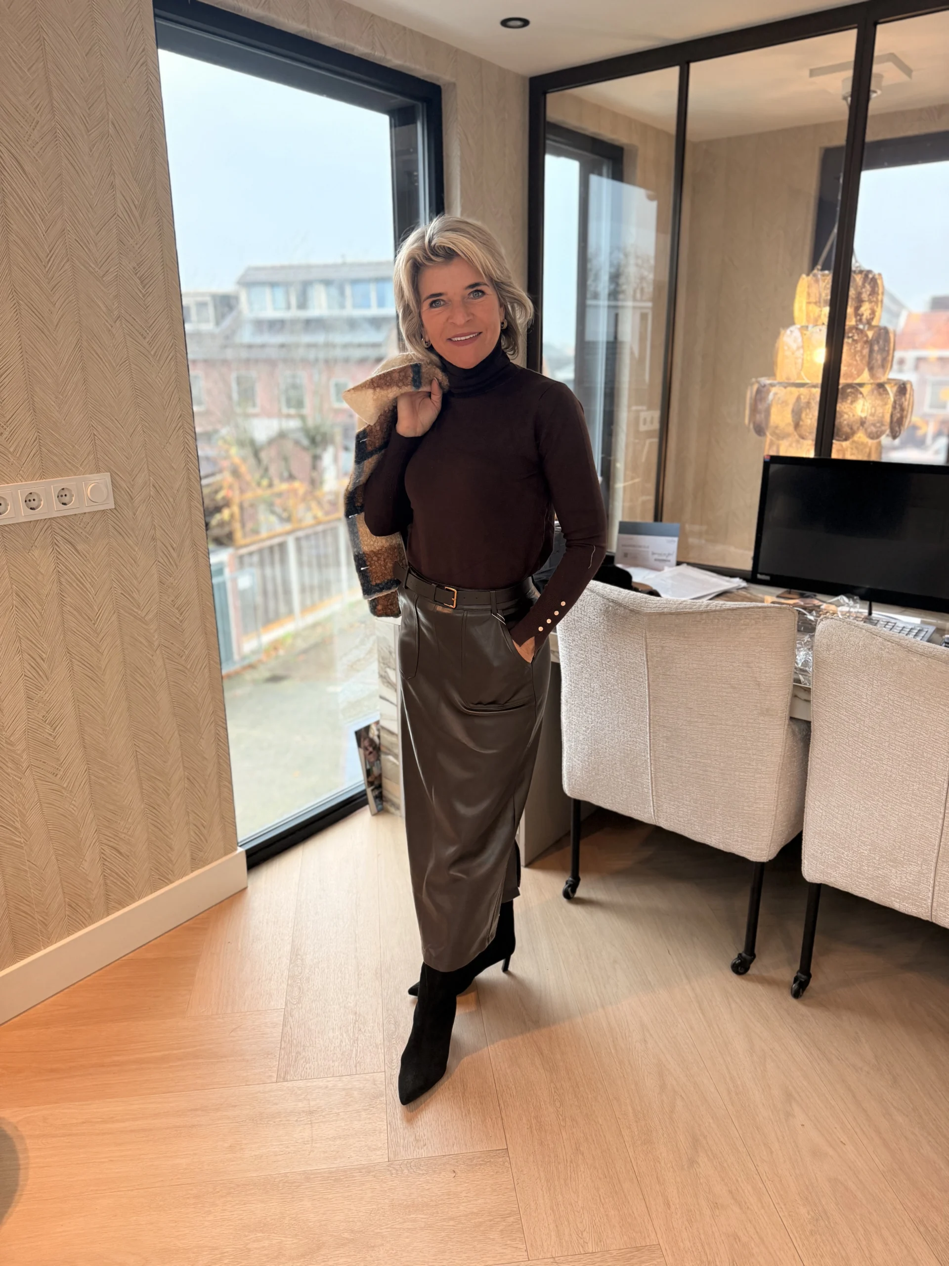 Leatherlook Rok Dorien | Coffee