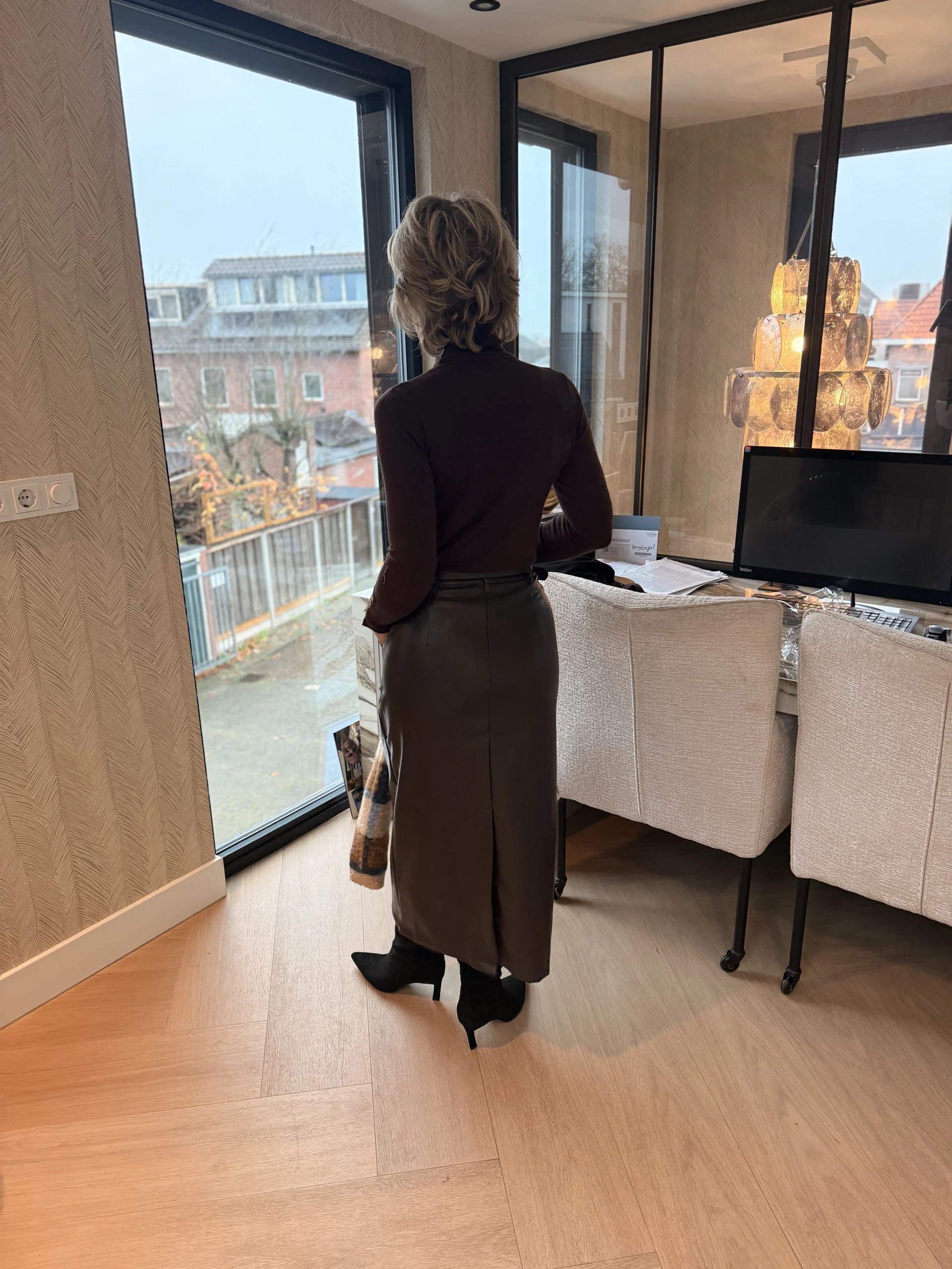 Leatherlook Rok Dorien | Coffee - Afbeelding 2