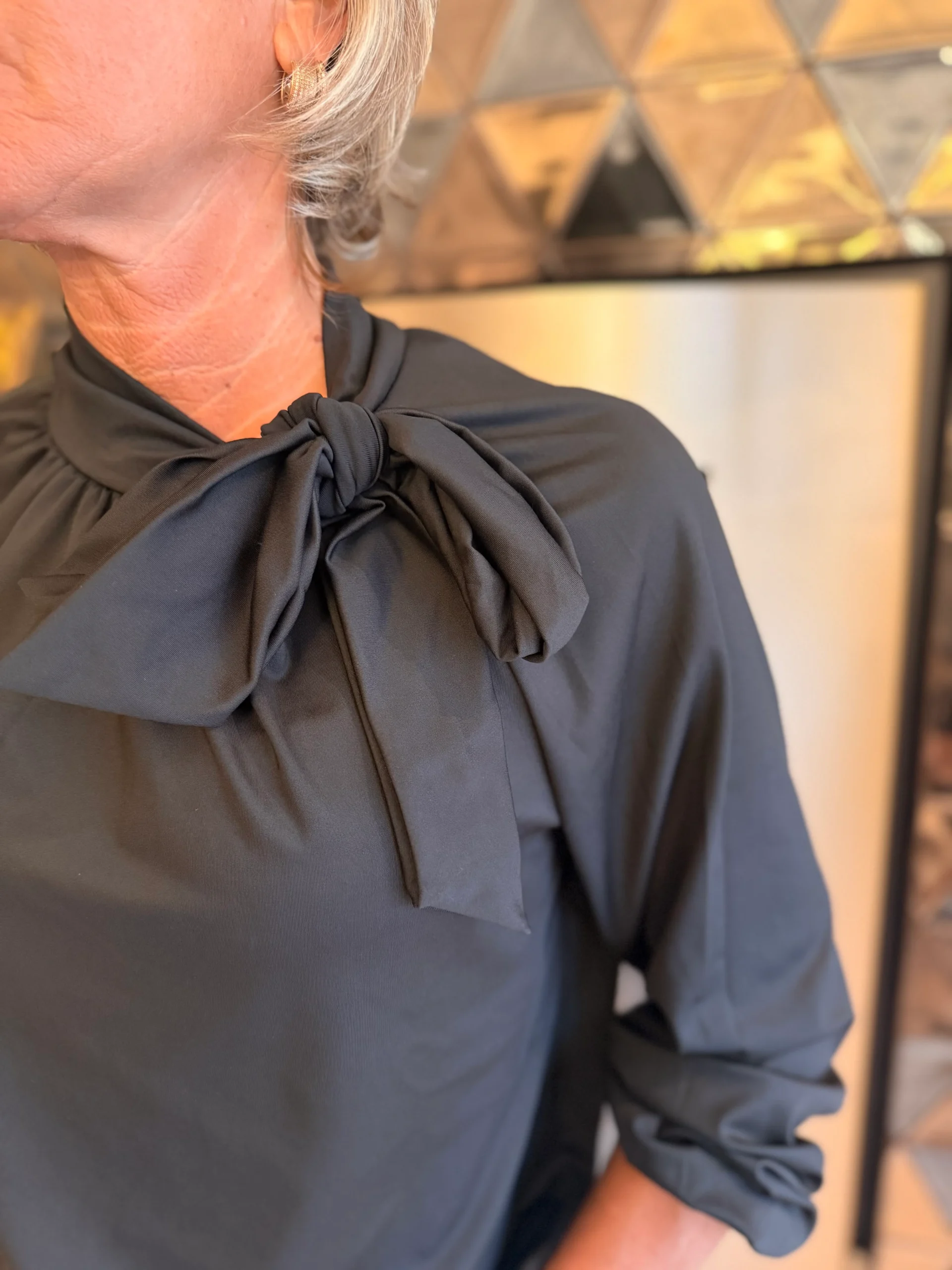 Strik Blouse Marit | Zwart - Afbeelding 2