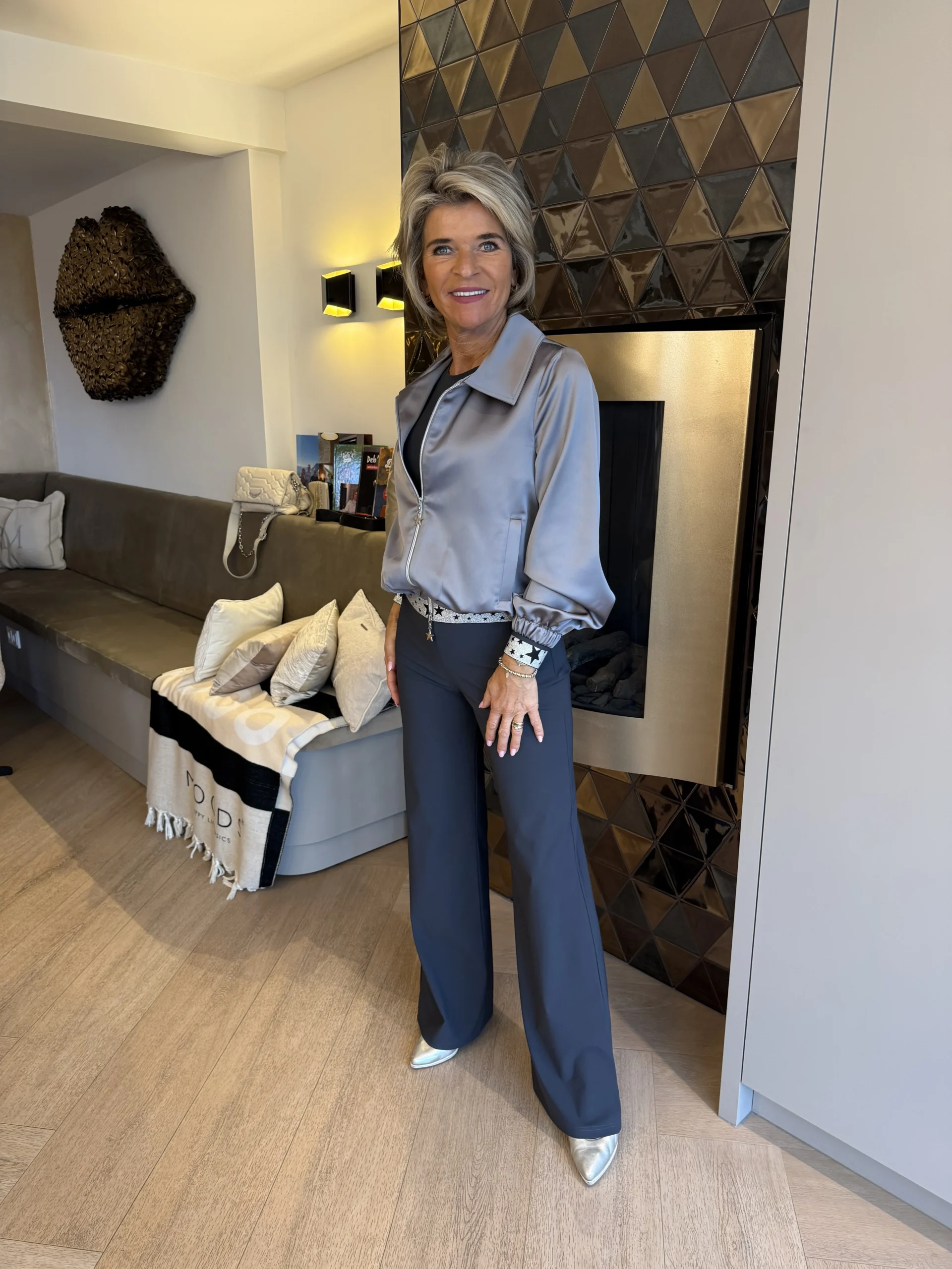 Bomberjack Satijn Venezie Ster | Grijs