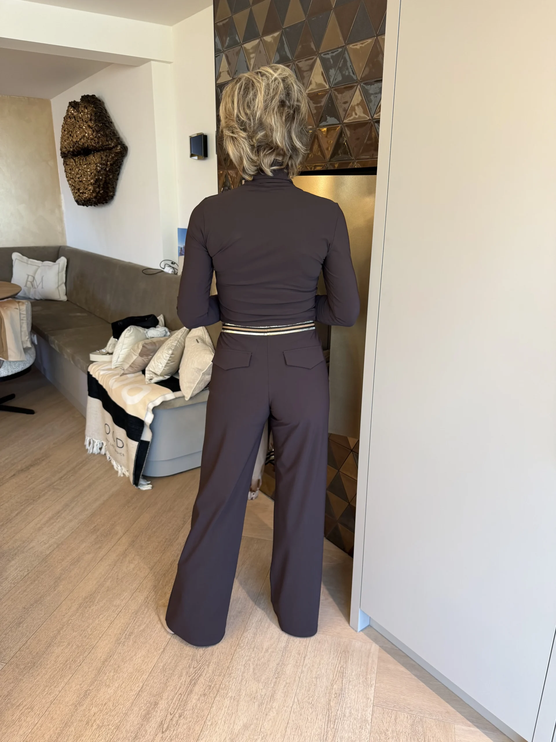 Shirt Lange Mouw + Col | Milano | Nutella - Afbeelding 2