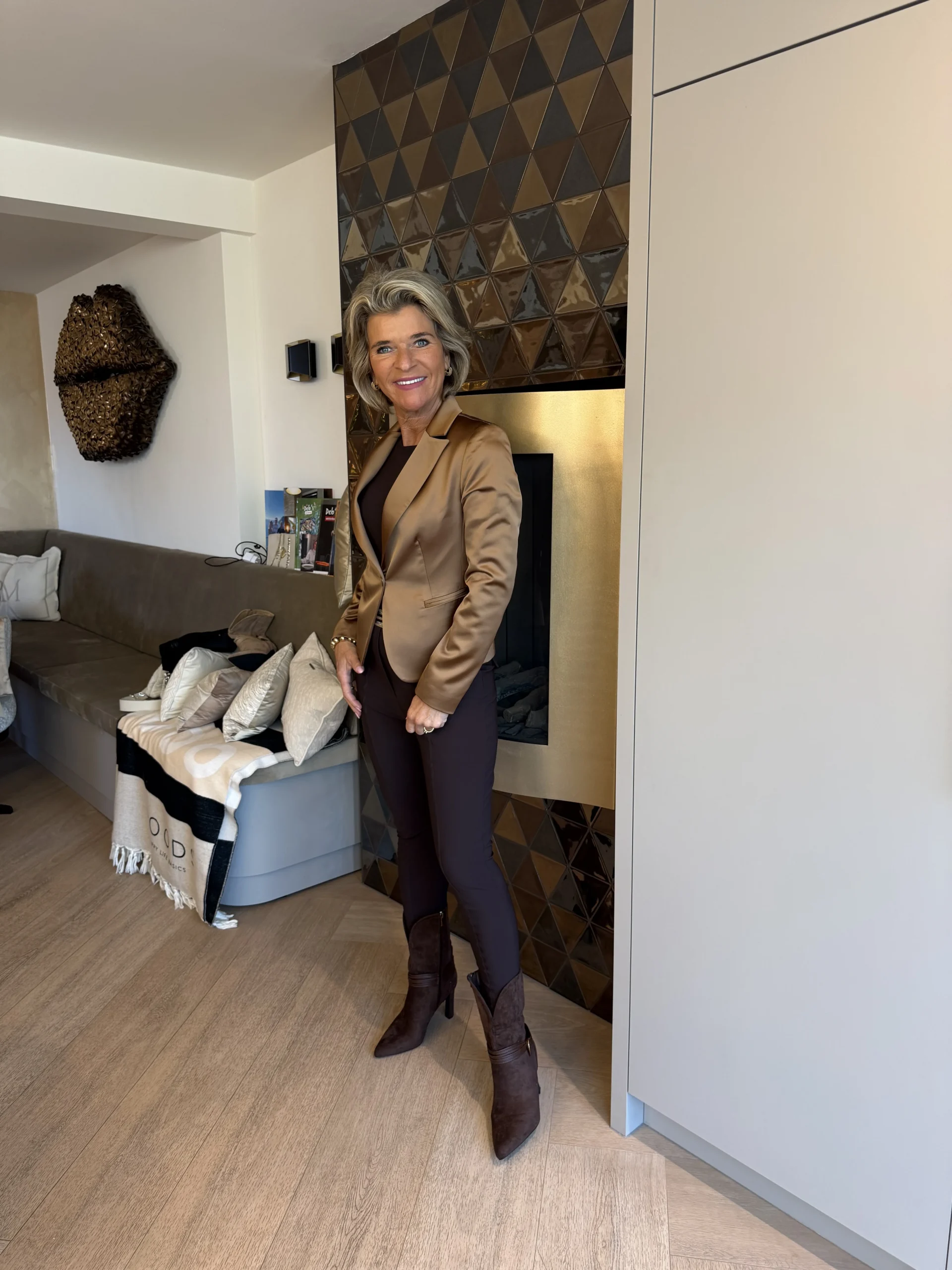 Blazer Kort Milano | Satijn | Brons