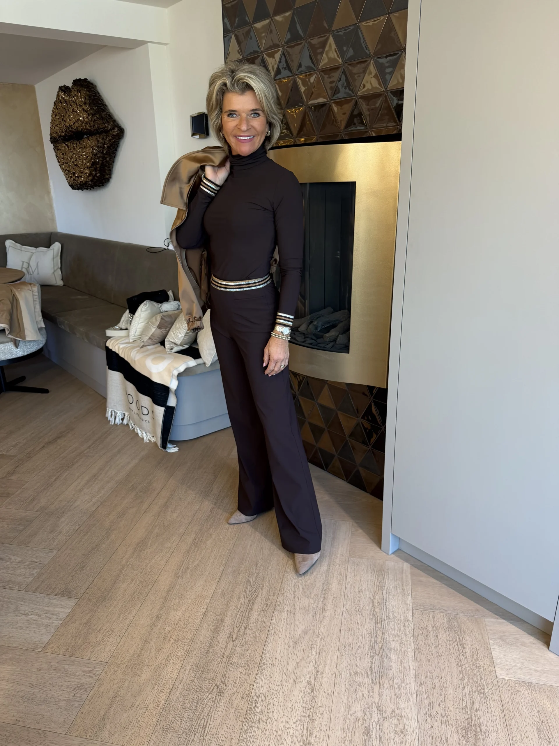 Shirt Lange Mouw + Col | Milano | Nutella - Afbeelding 3