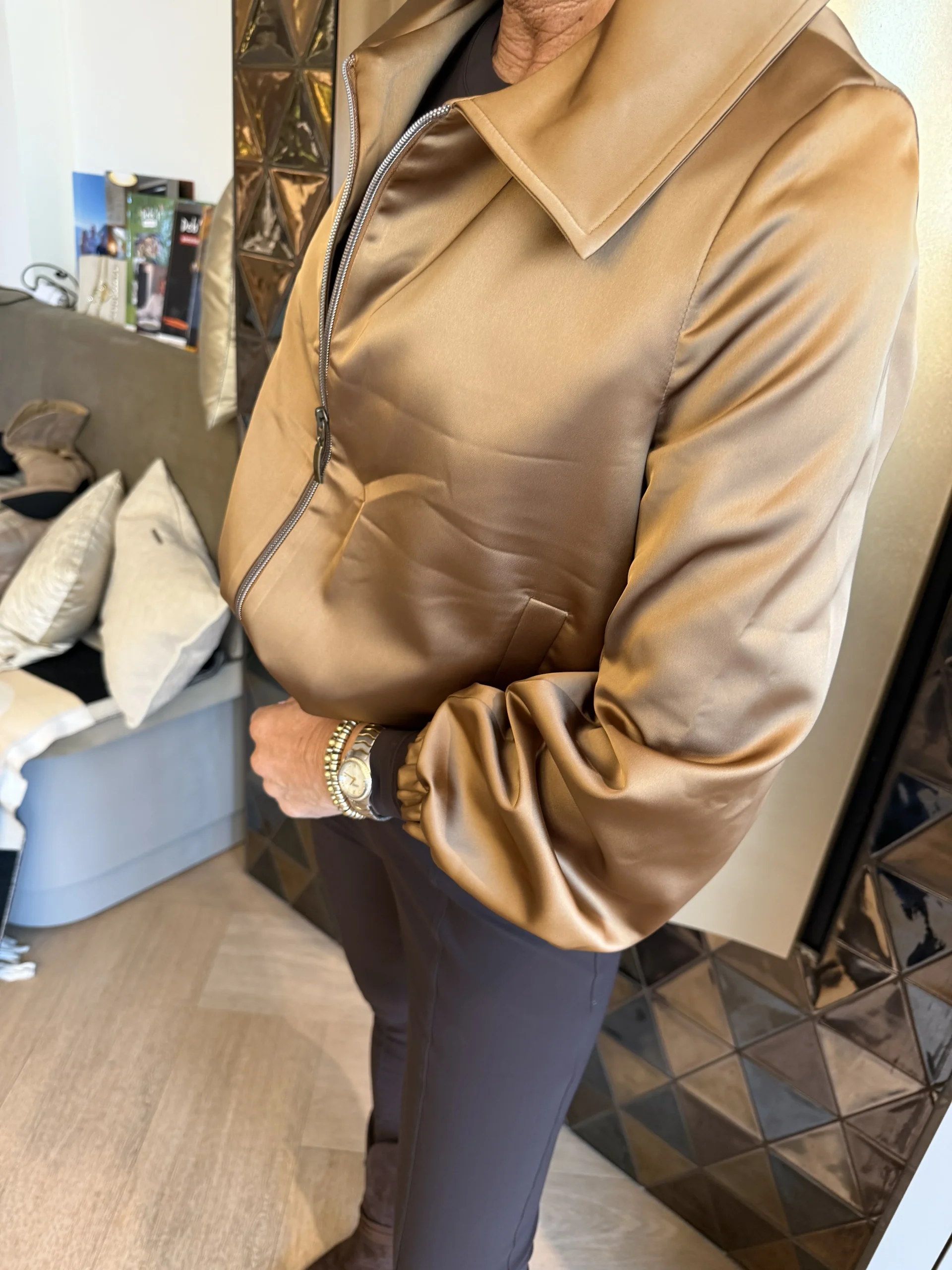 Bomberjack Satijn Milano | Brons - Afbeelding 2