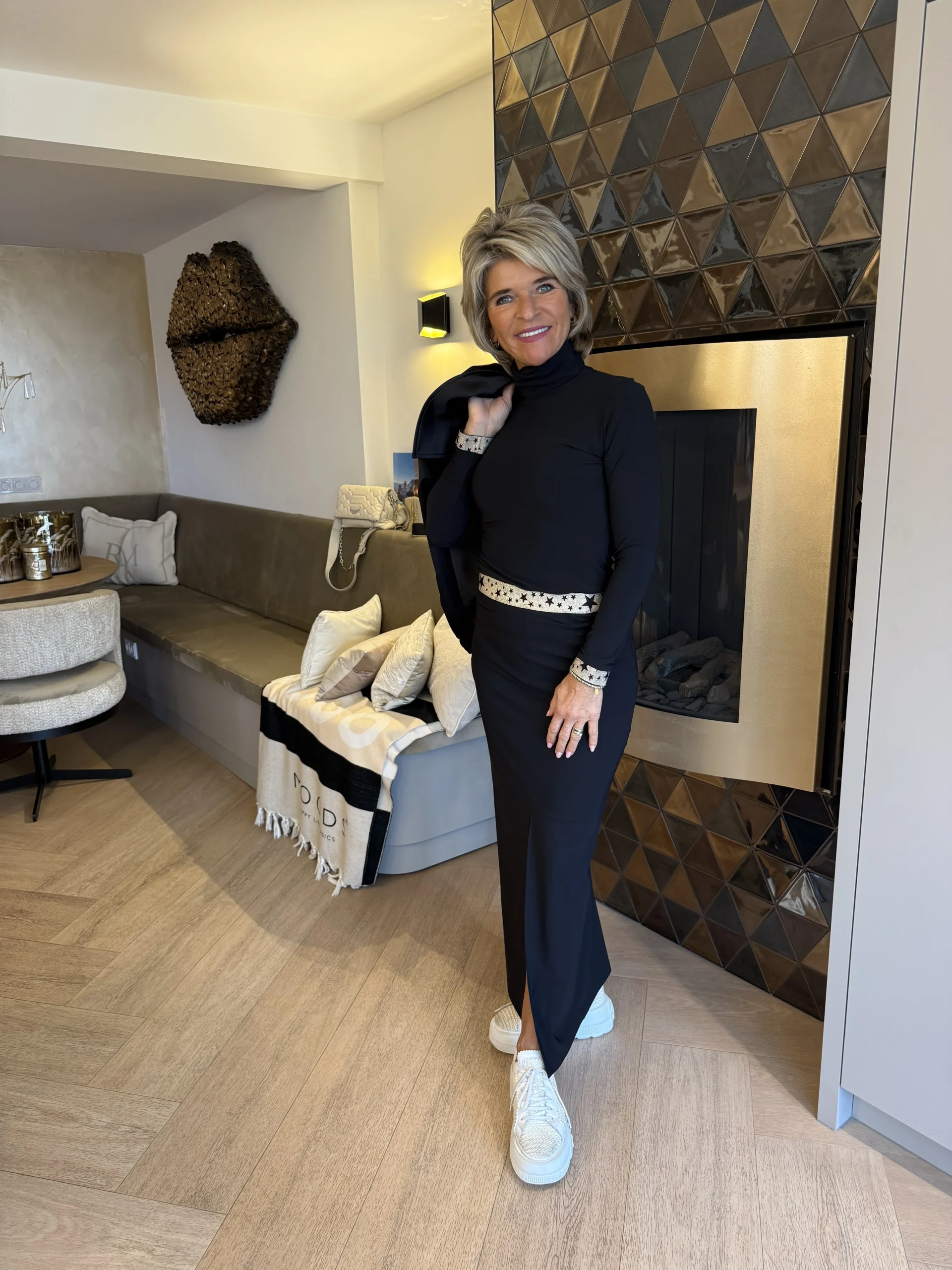 Shirt Lange Mouw + Col | Venezie | Zwart