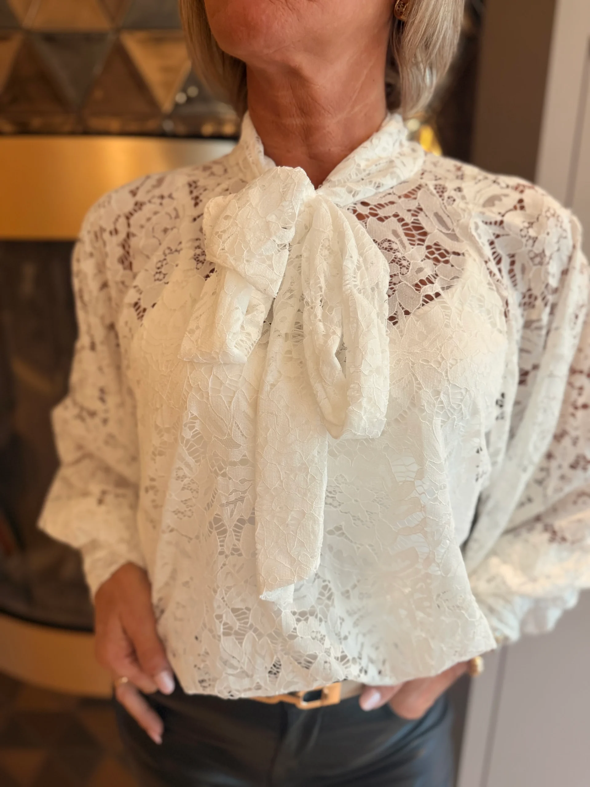 Blouse Kant Nicky | Ecru - Afbeelding 3