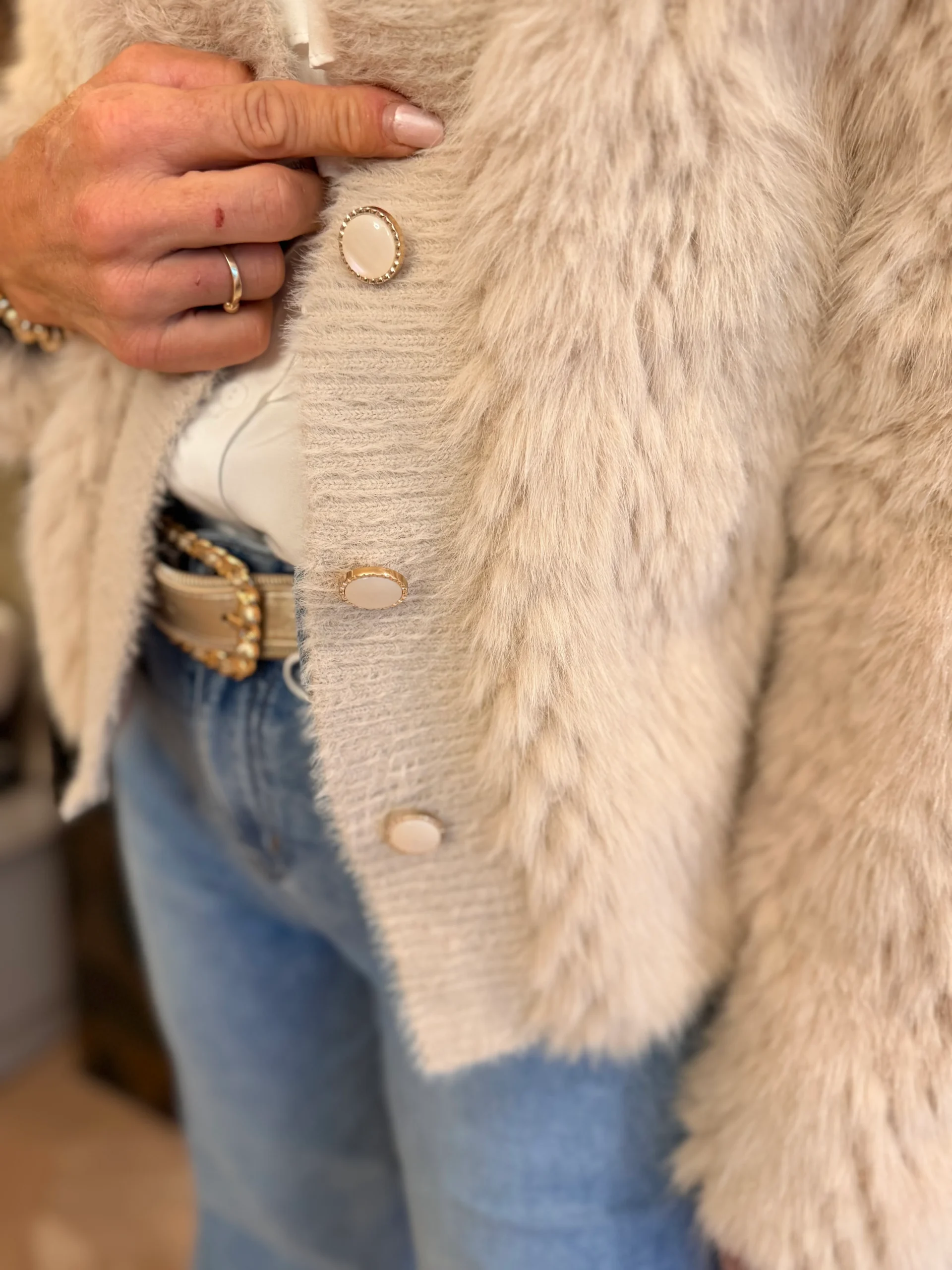 Vest Faux Fur Nika | Beige - Afbeelding 2