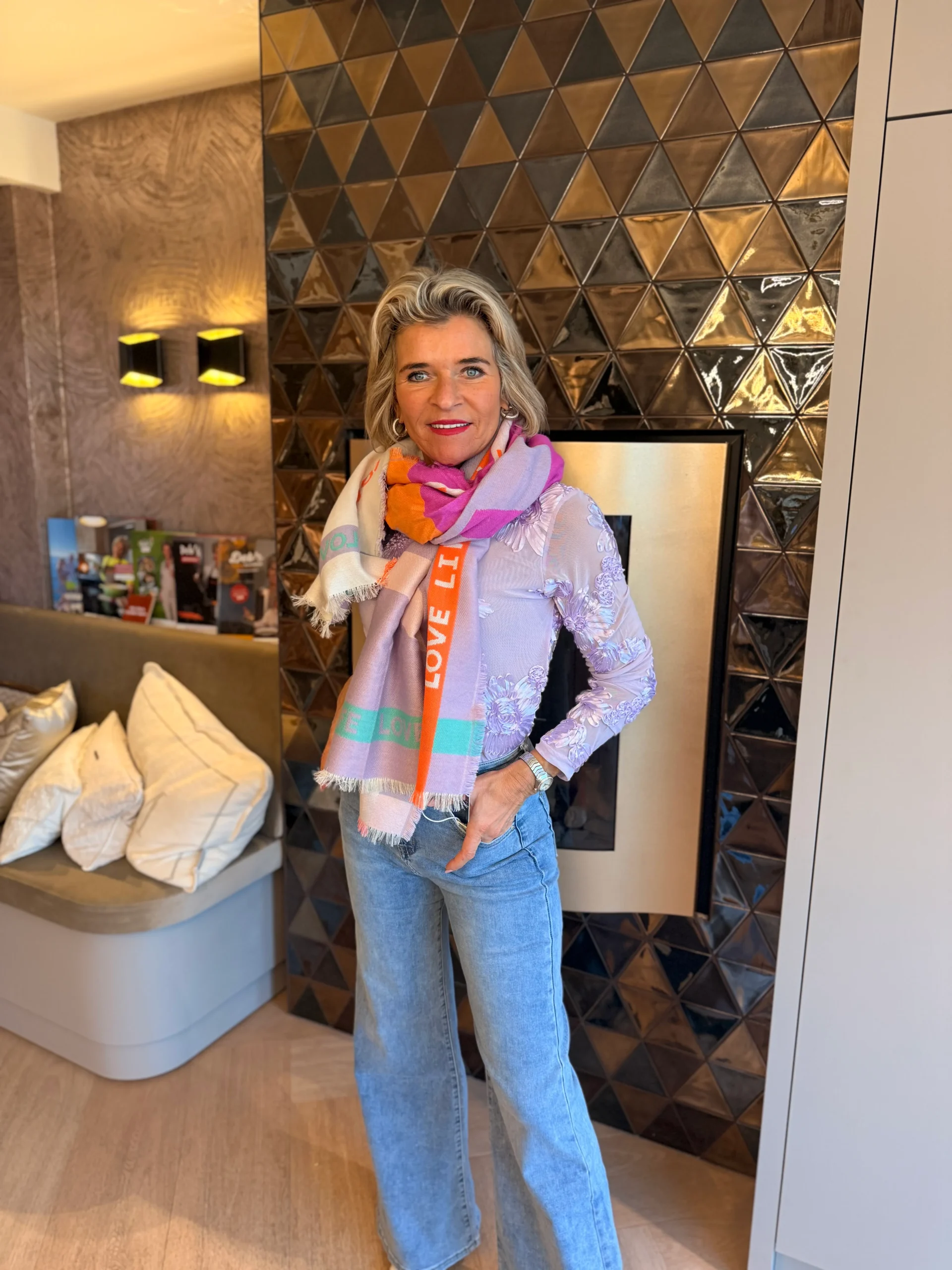 Sjaal Love | Paars - Afbeelding 3