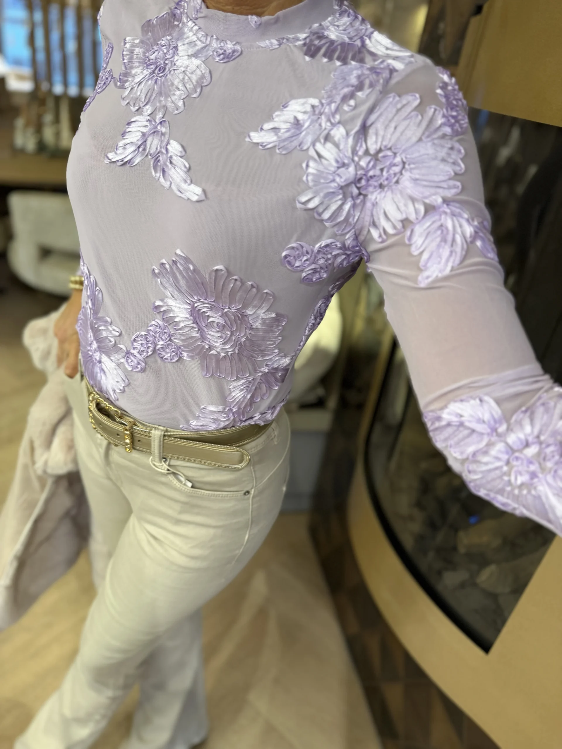 Shirt Mesh Nancy | Lila - Afbeelding 2