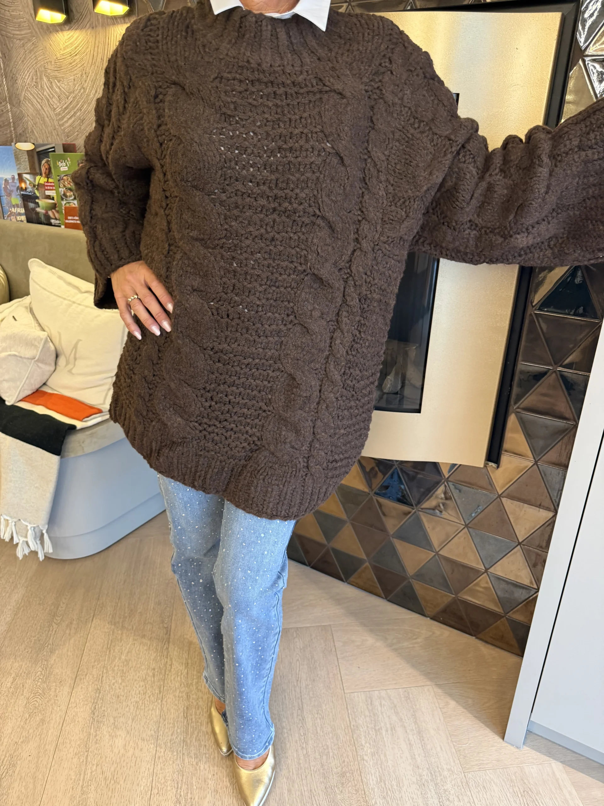 Trui Kabel Pam | Bruin - Afbeelding 3