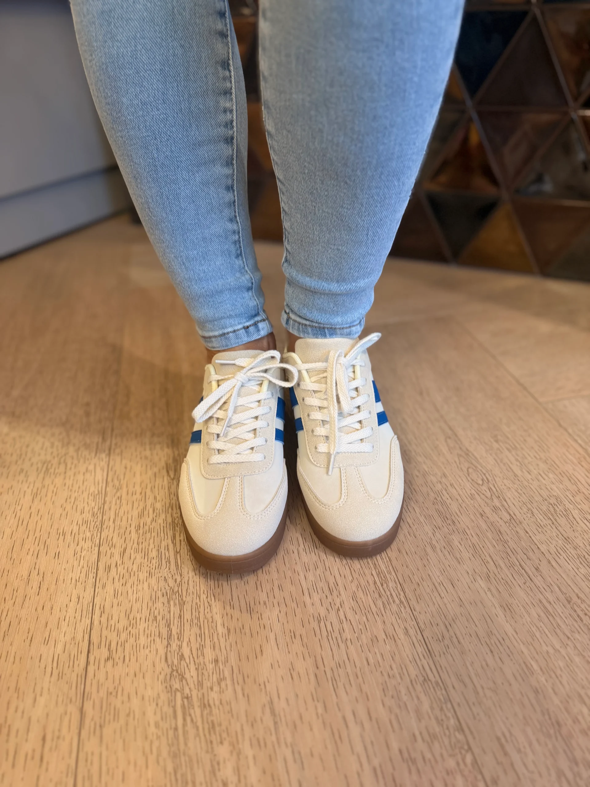 Sneaker Marleen | Beige/Blauw - Afbeelding 4