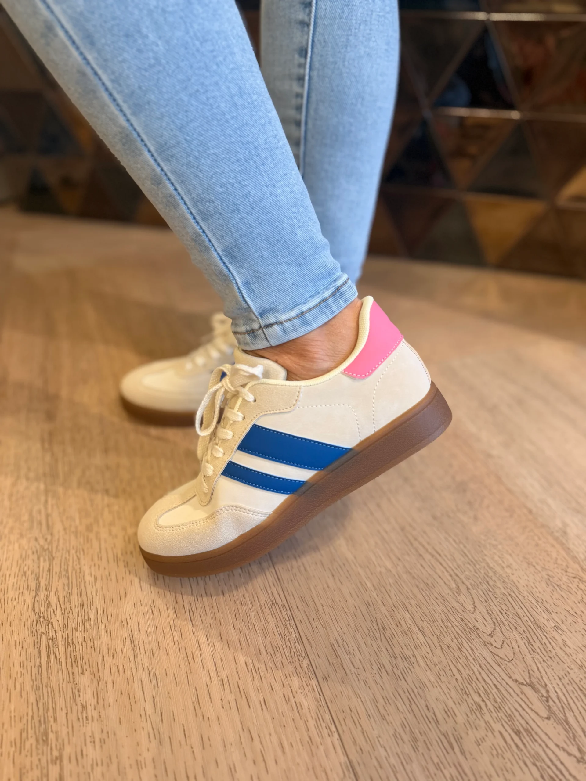 Sneaker Marleen | Beige/Blauw