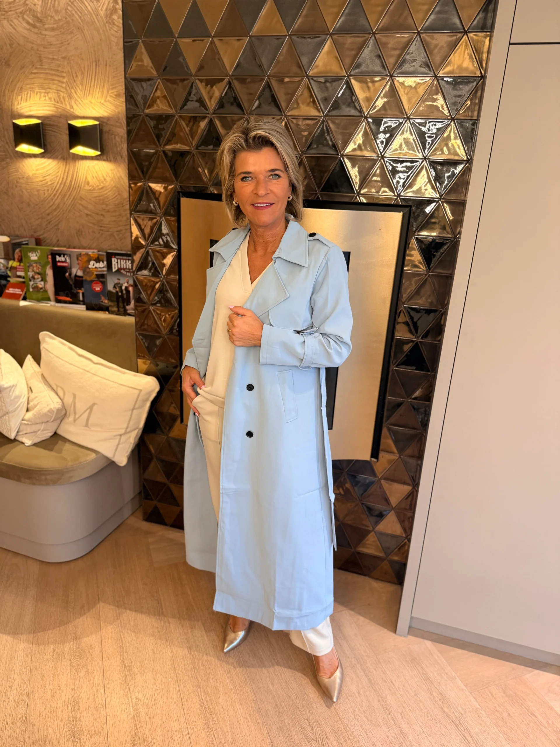 Lange Mantel Zara | Lichtblauw - Afbeelding 3