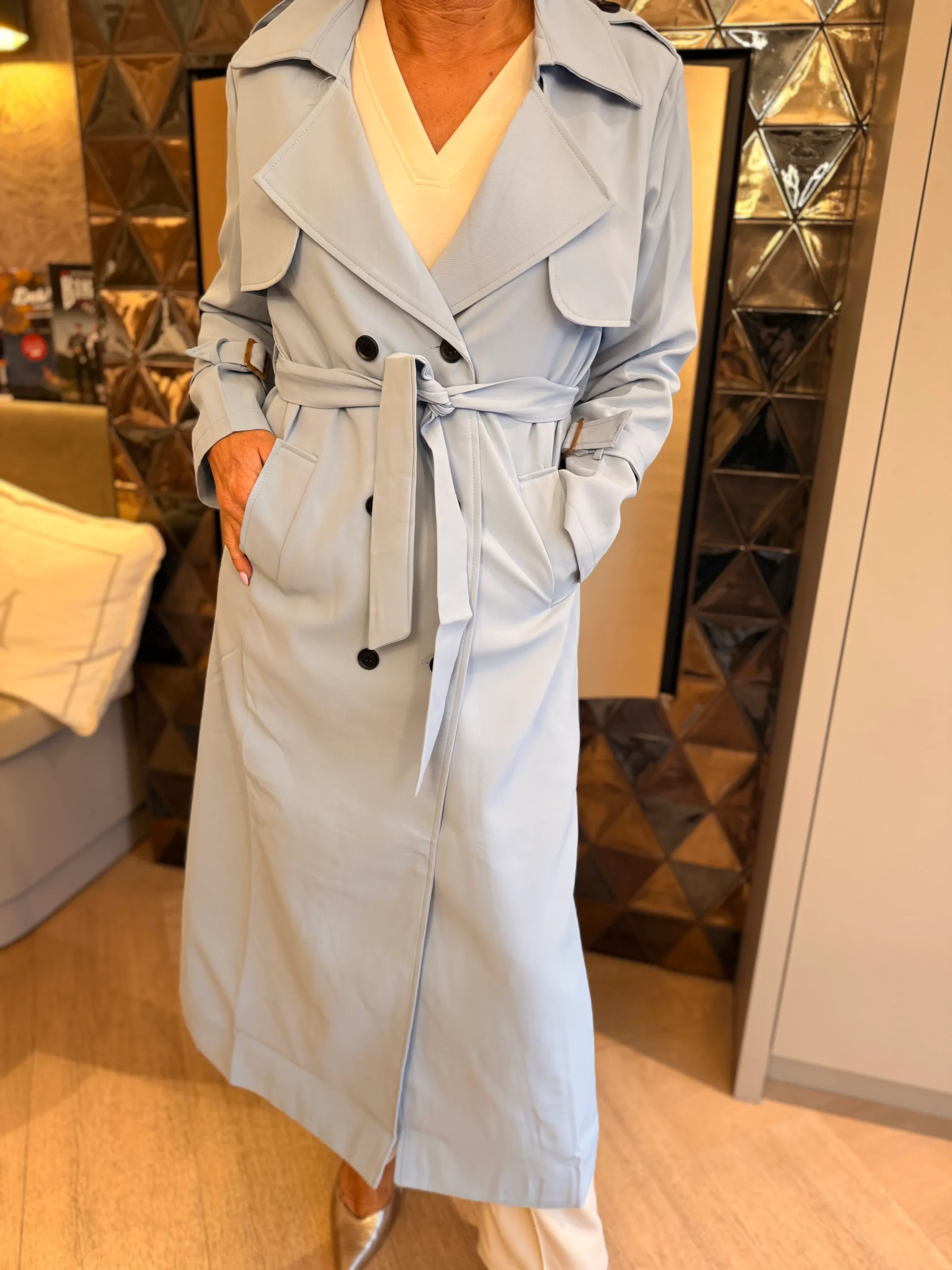 Lange Mantel Zara | Lichtblauw - Afbeelding 4