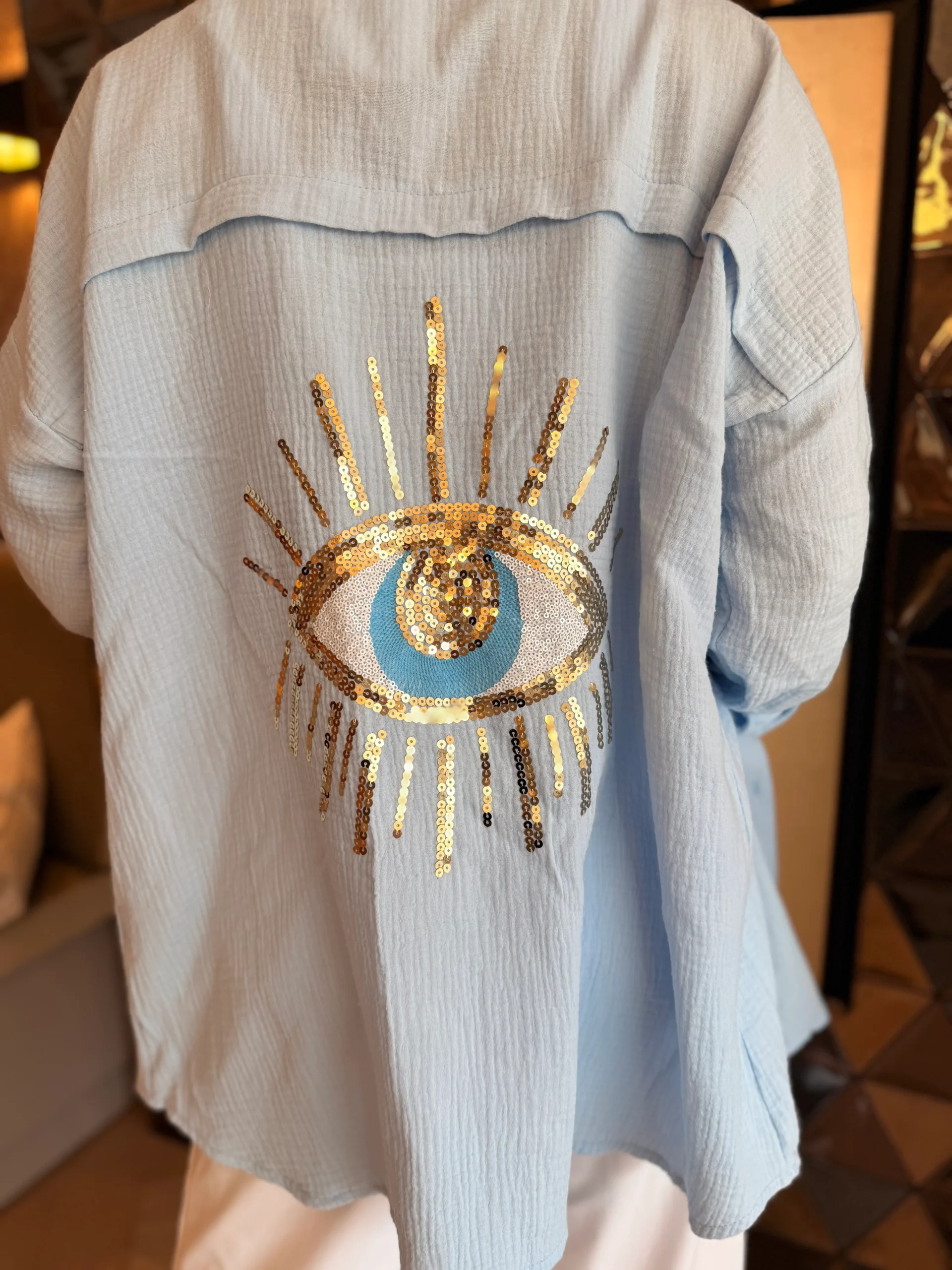 Blouse Eye | Lichtblauw - Afbeelding 3