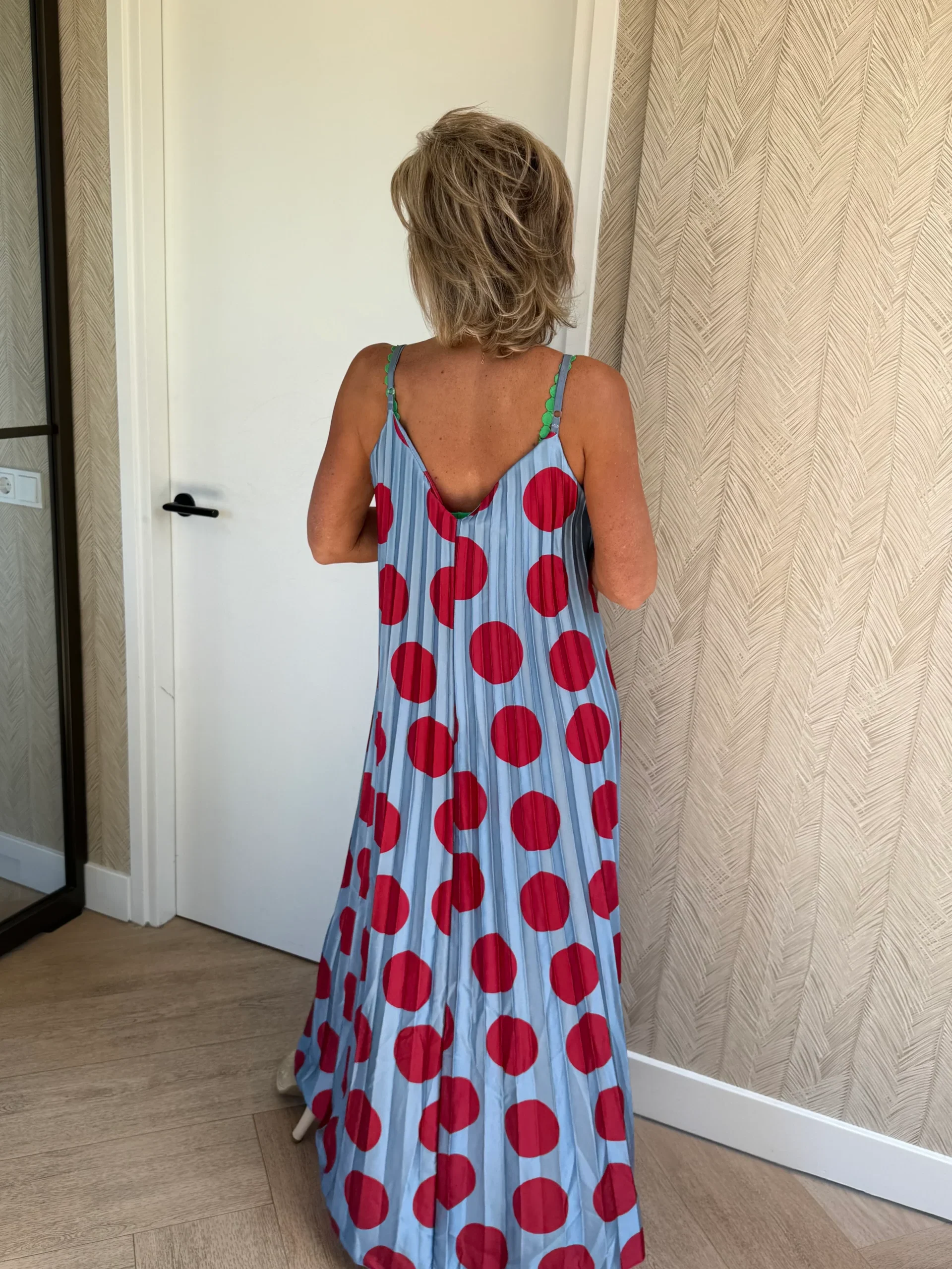 Jurk Dots | Lichtblauw/Rood - Afbeelding 2
