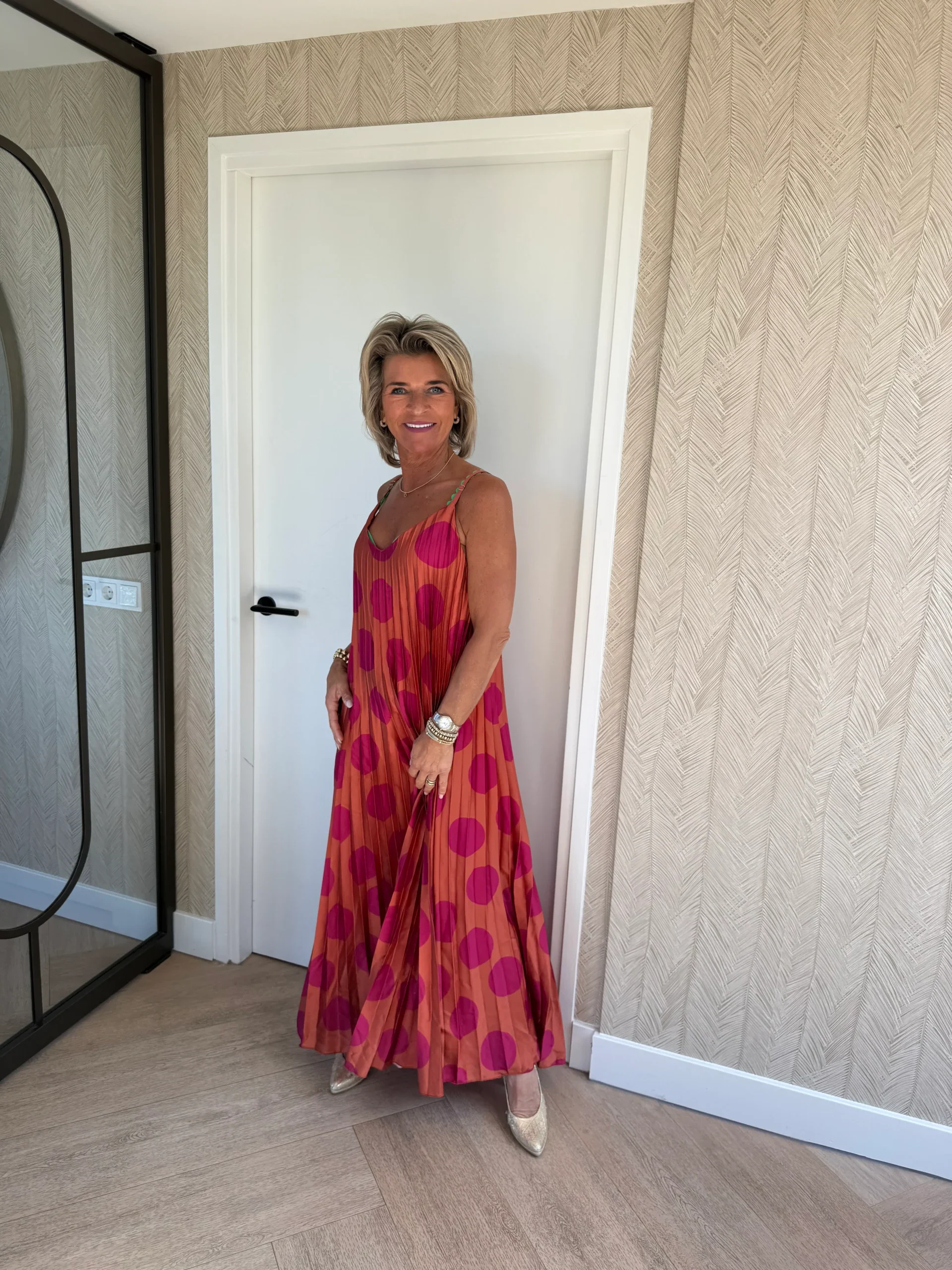 Jurk Dots | Oranje/Fuchsia
