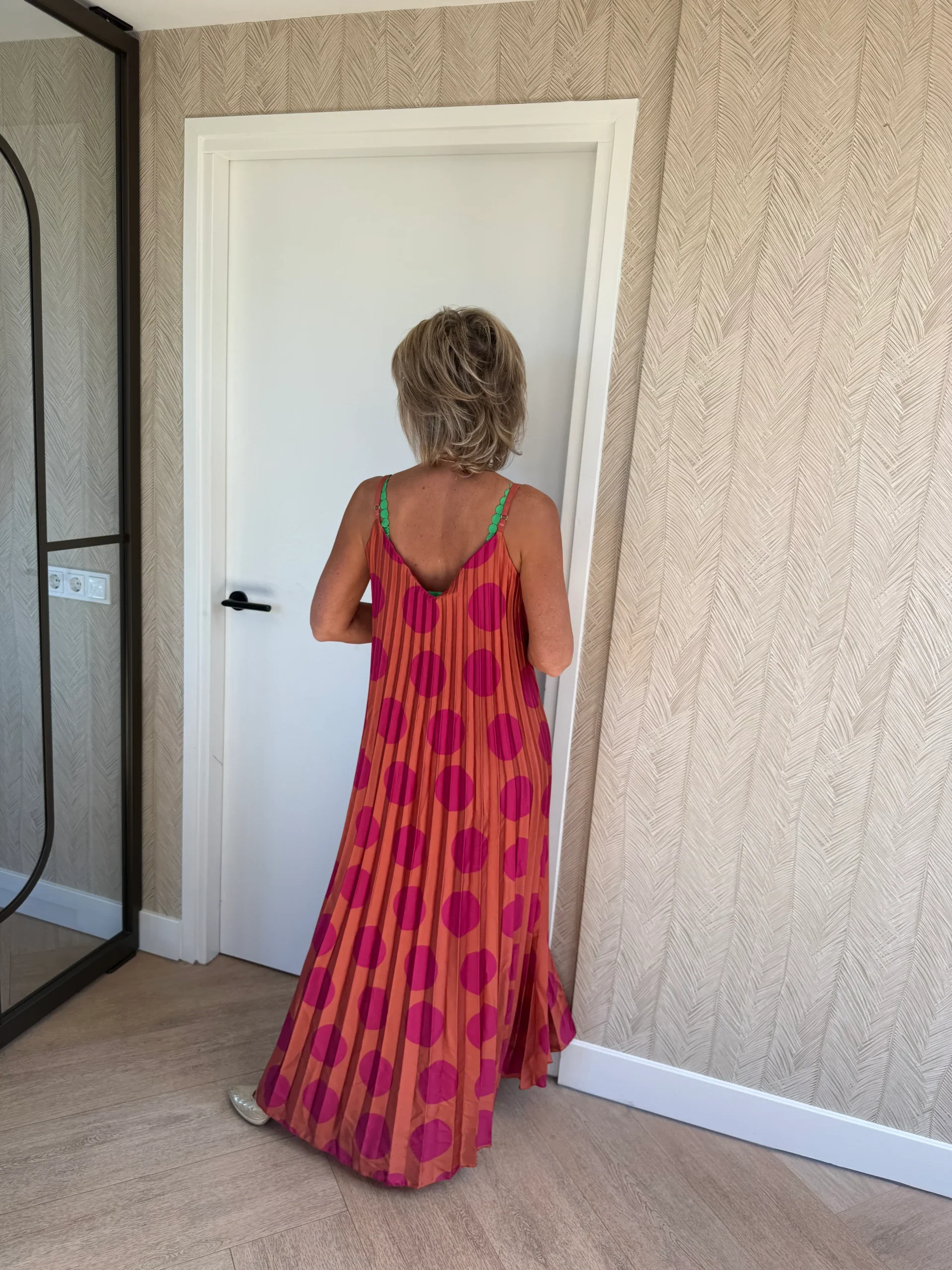 Jurk Dots | Oranje/Fuchsia - Afbeelding 2