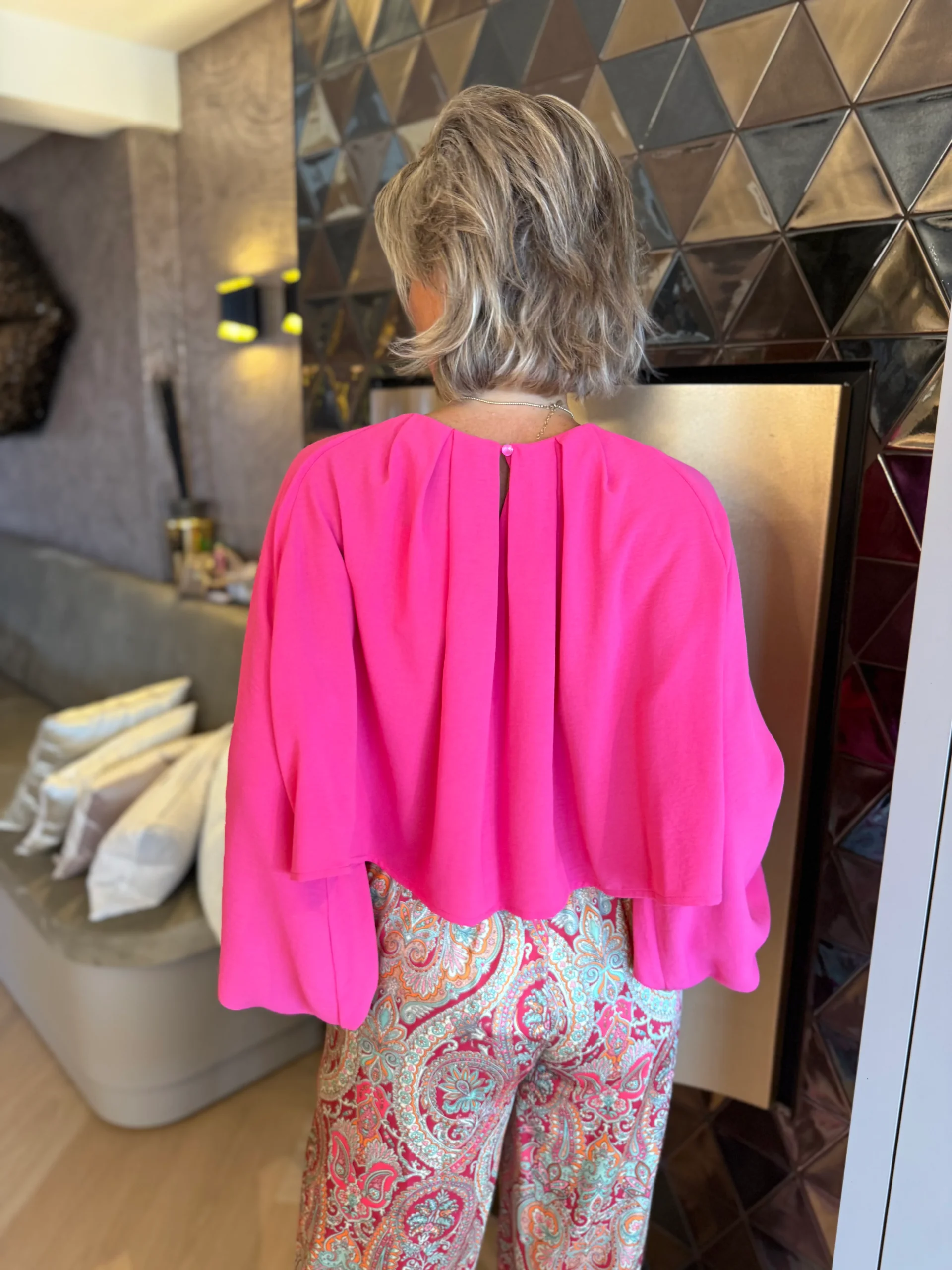 Ballonblouse Liv | Fuchsia - Afbeelding 3
