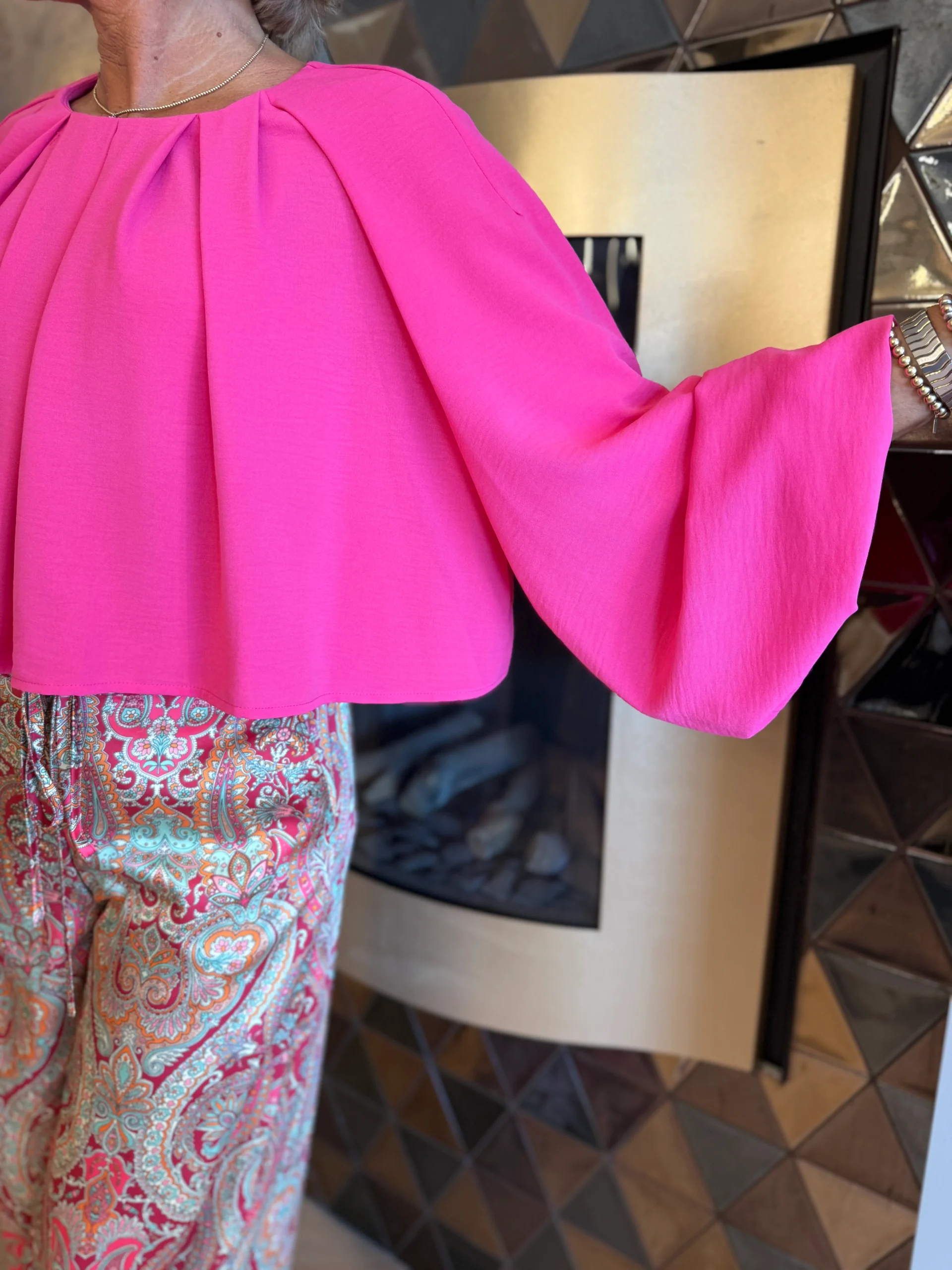 Ballonblouse Liv | Fuchsia - Afbeelding 2
