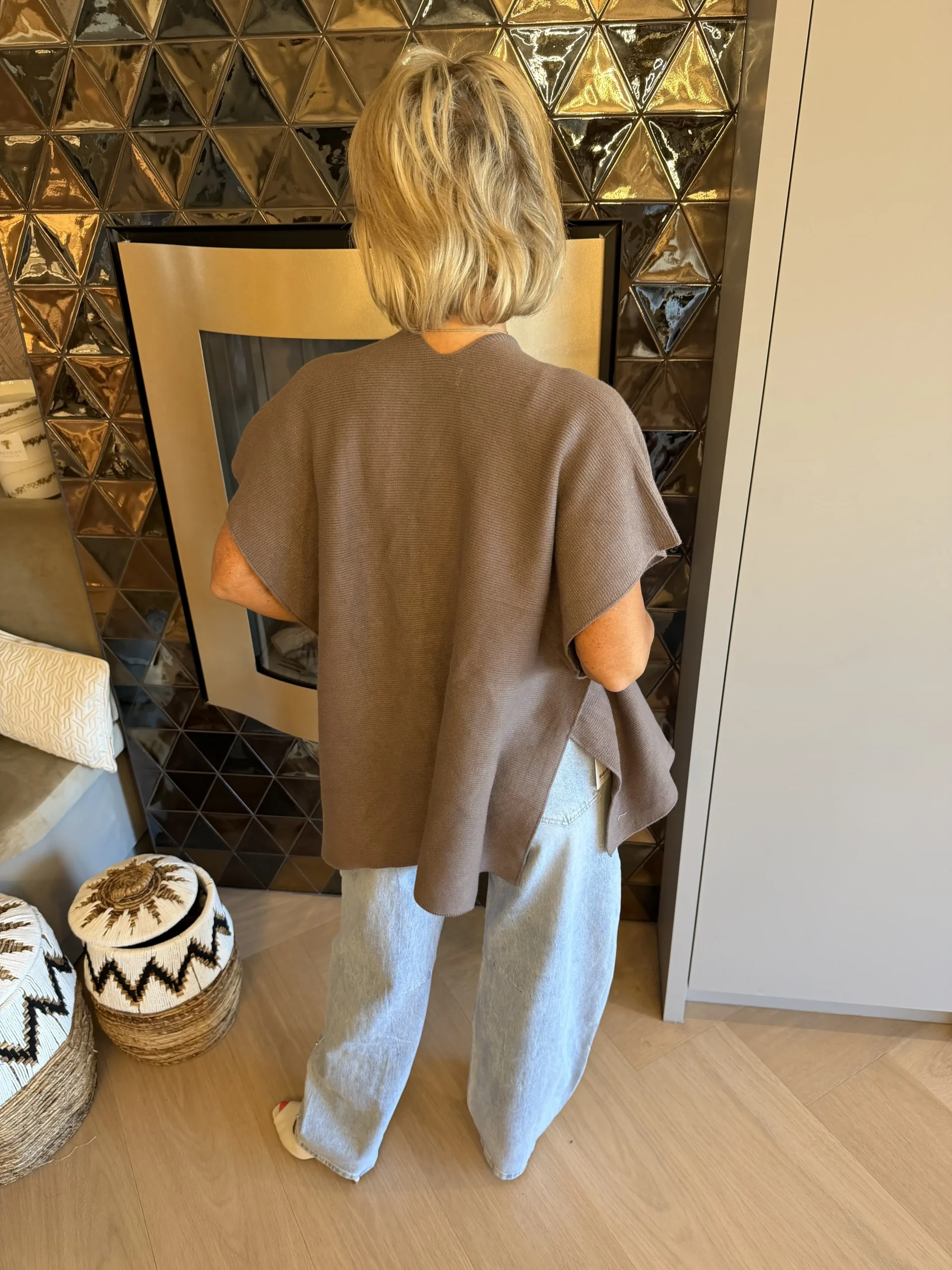 Ponchovest Diane | Taupe - Afbeelding 4