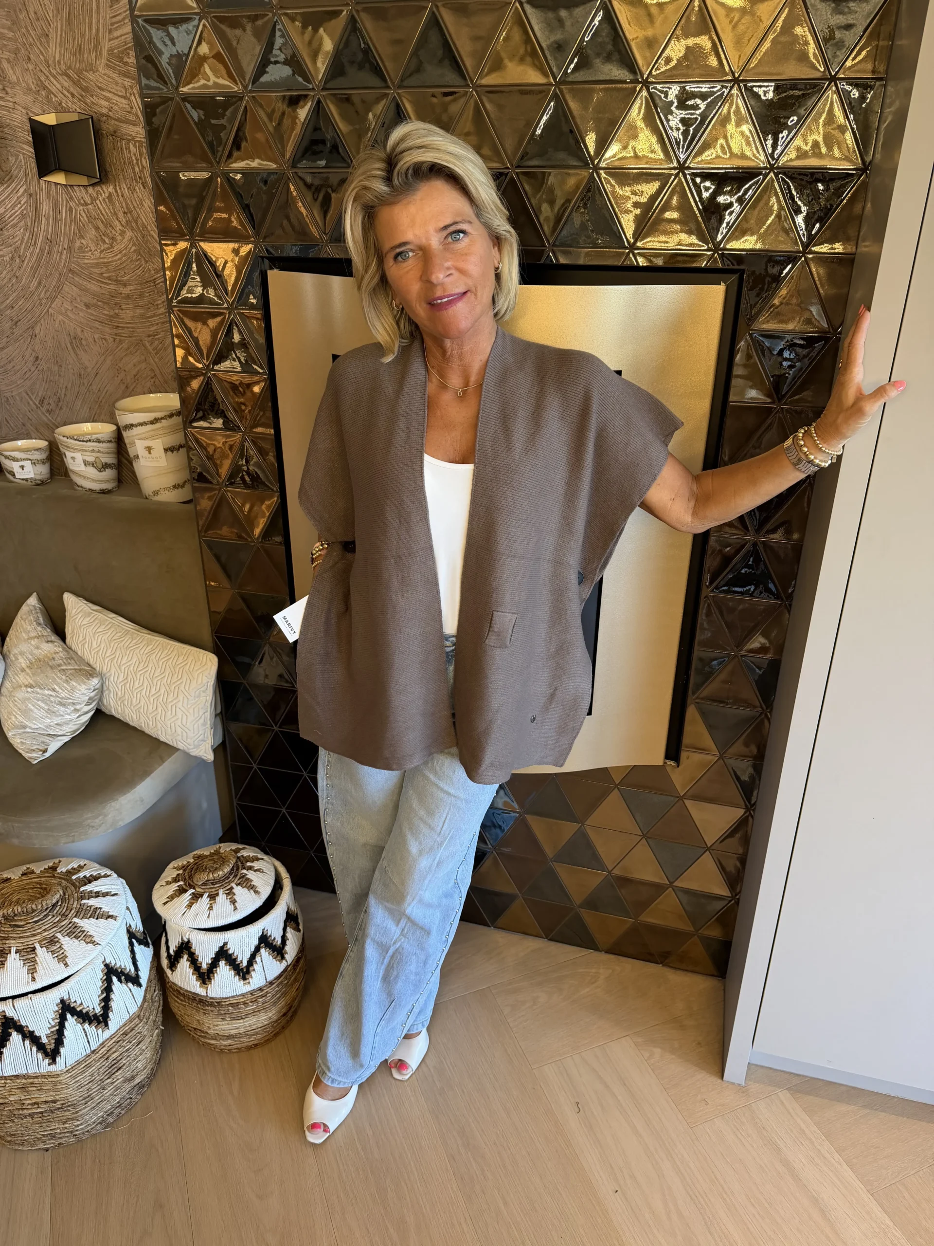 Ponchovest Diane | Taupe - Afbeelding 2
