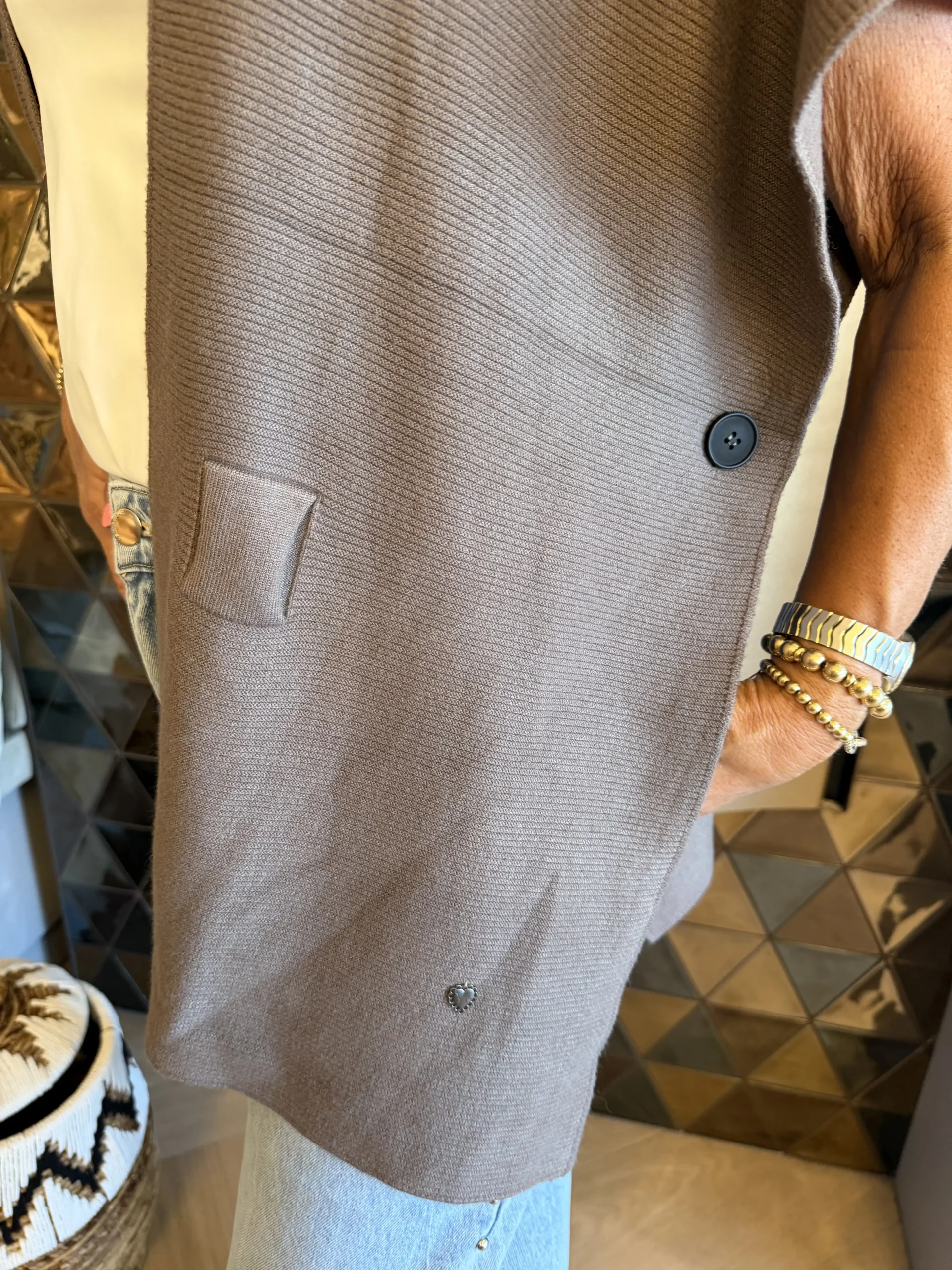 Ponchovest Diane | Taupe - Afbeelding 3