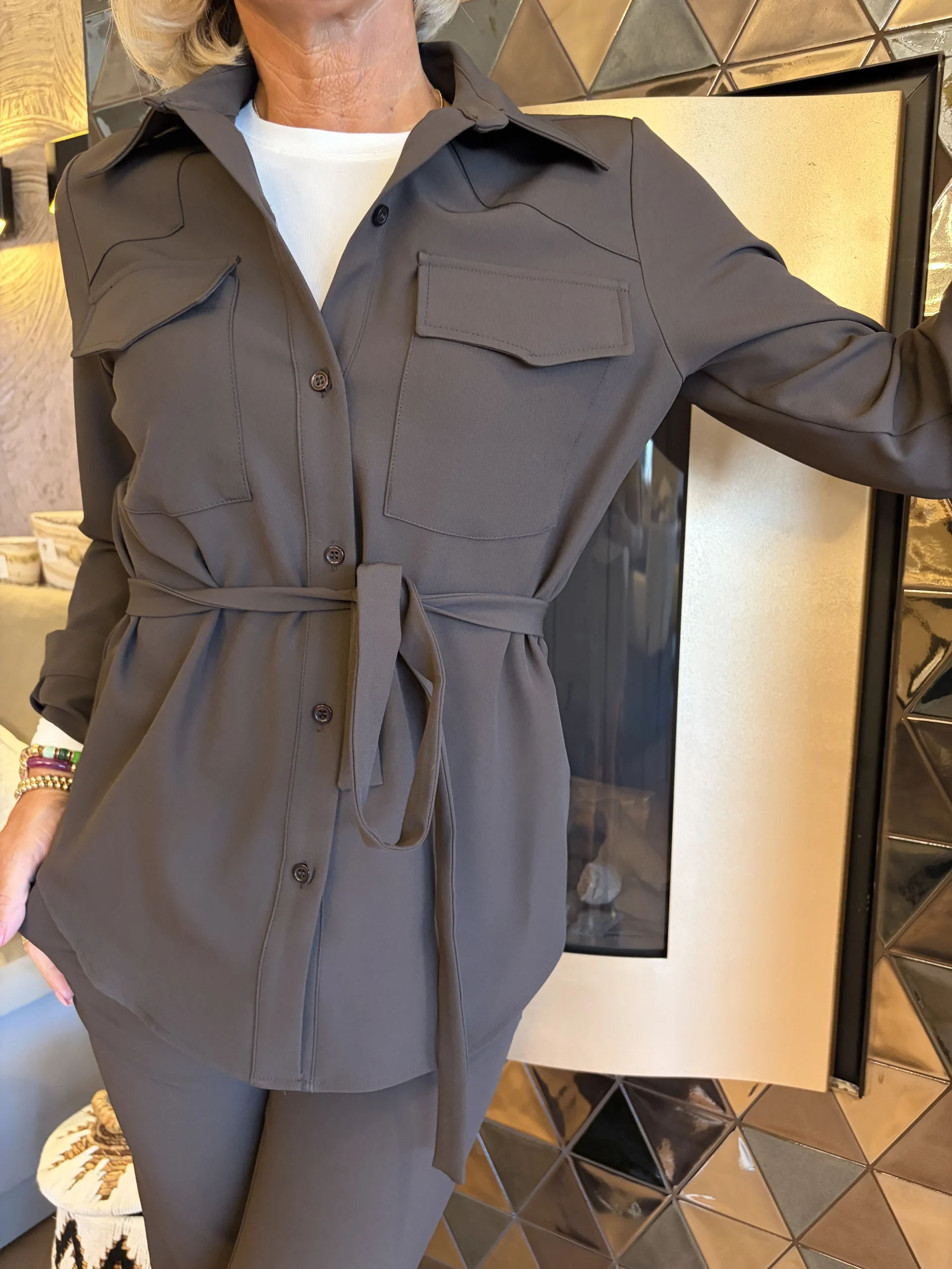 Blouse Monaco Uni | Bruin - Afbeelding 2