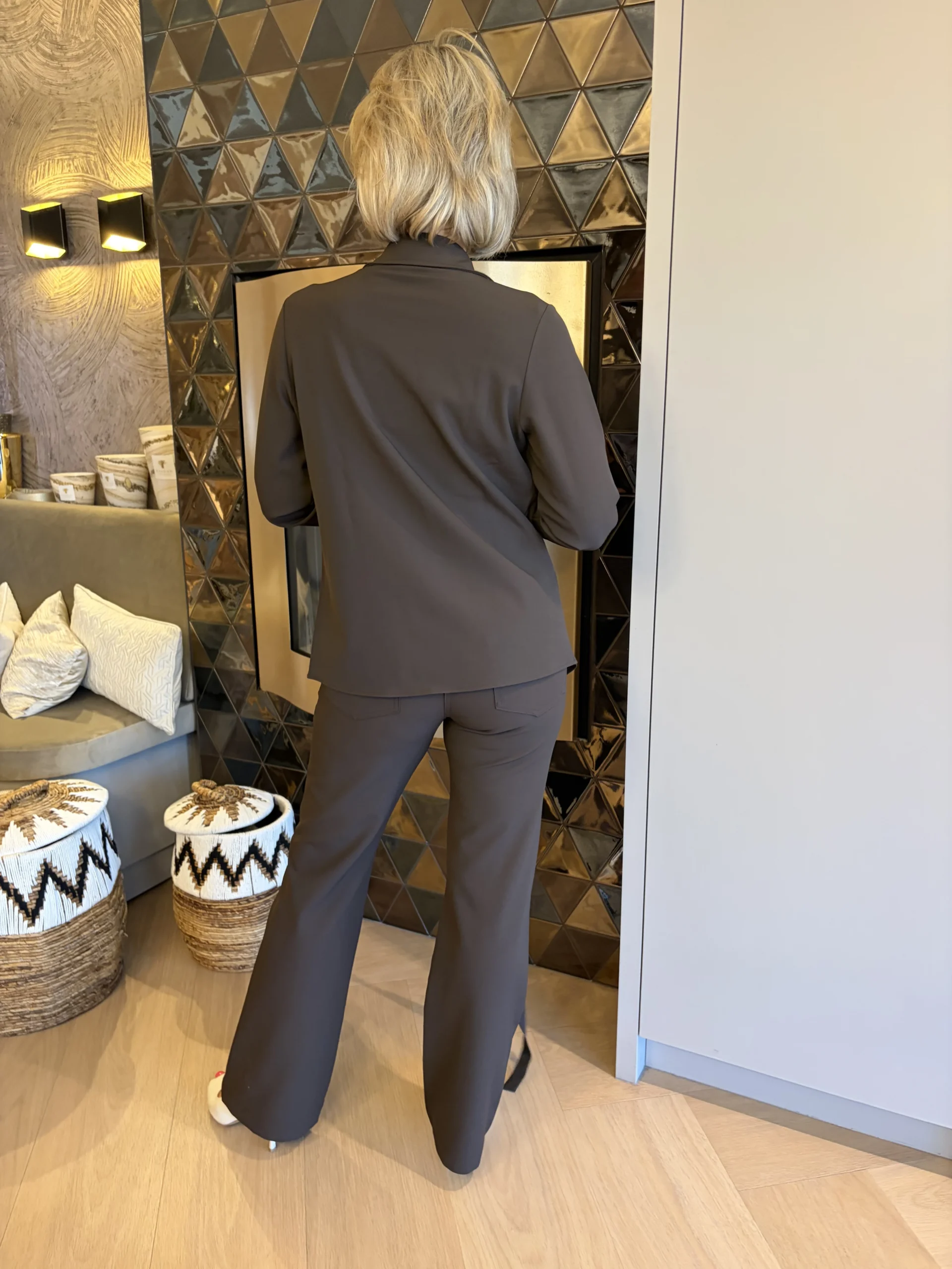 Blouse Monaco Uni | Bruin - Afbeelding 4